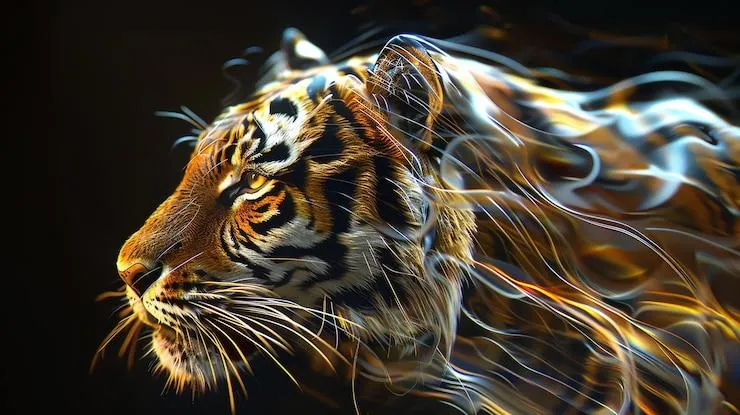 HD Tiger Art Running Fast Background Image Free Download