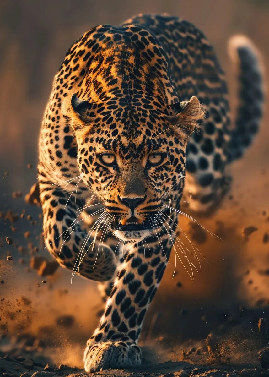 Leopard Leaping Through the Path in Jungle HD Wallpaper