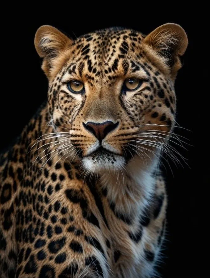 Leopard Looking Intensely with Black Background HD Wallpaper