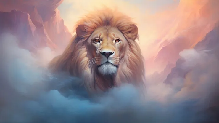 Lion in Cloud Beautiful Artwork HD Landscape Wallpaper