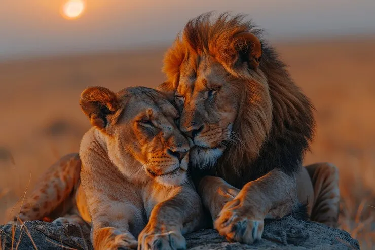 Lion and Lioness Stunning Wildlife Photography Wallpaper