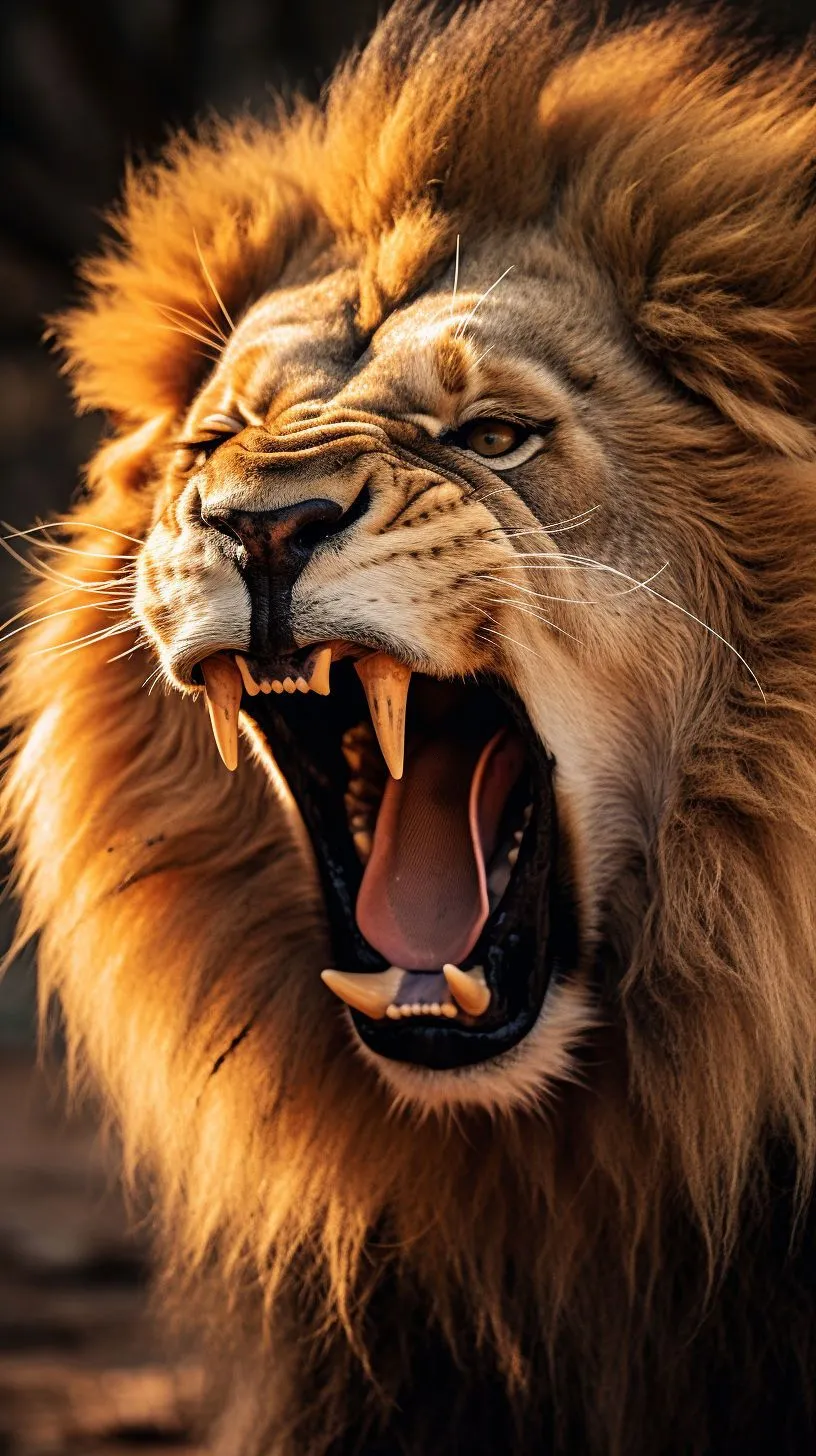 The Powerful Roar of Lion in Forest Portrait Free Wallpaper