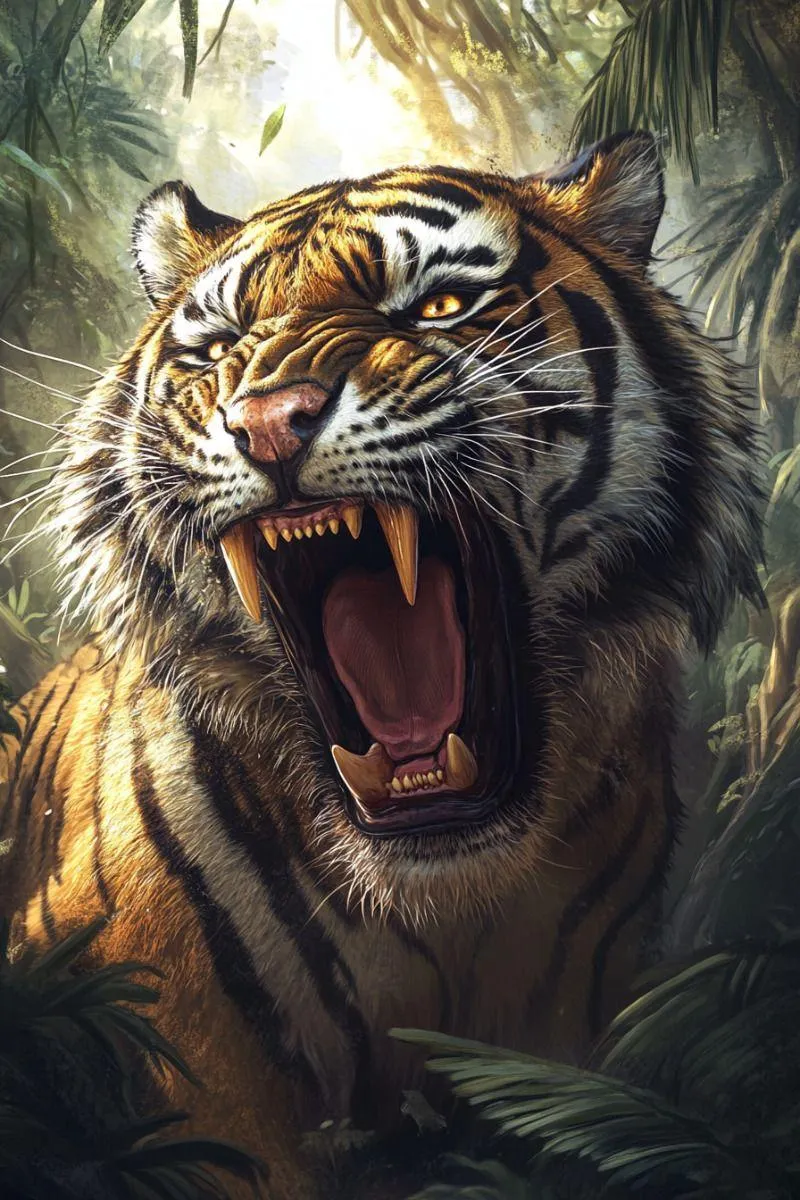 Roaring Tiger In The Jungle Nature Free 4K Background