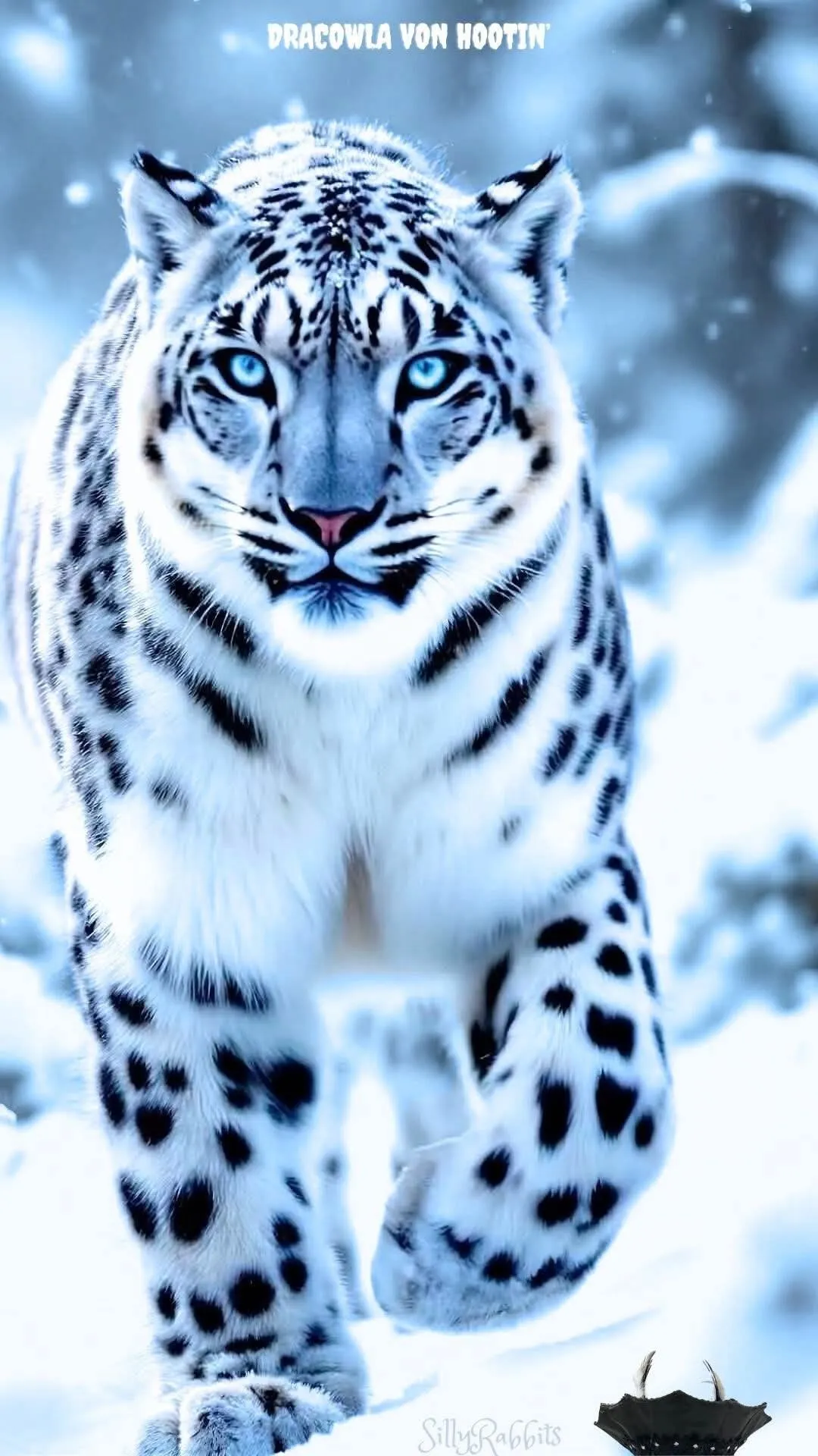 Snow Leopard Running Across Snowy Field Free Wallpaper