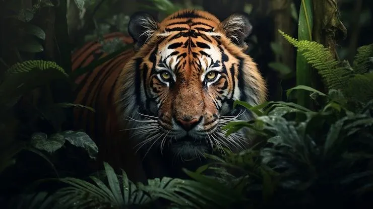 The Majestic Tiger Hides In The Forest To Catch Wild Animals