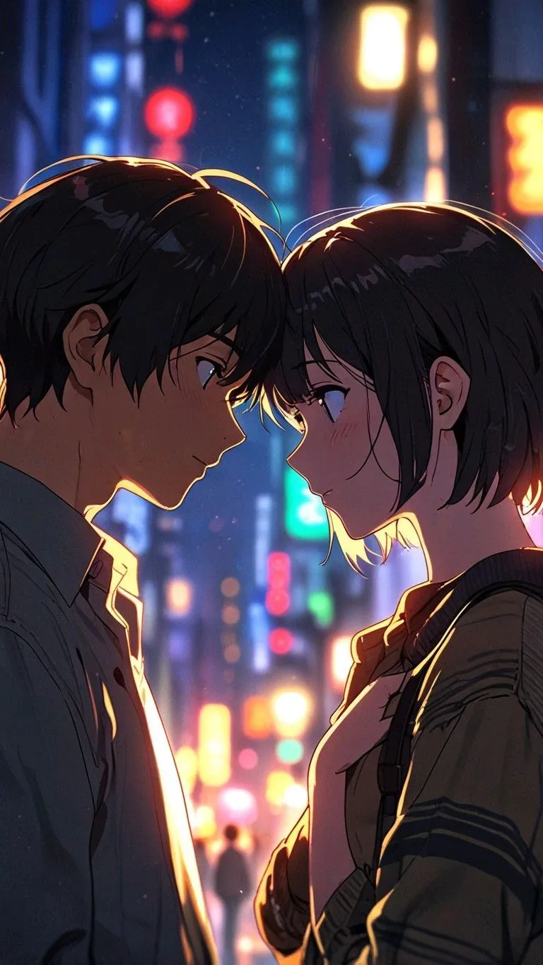 Download the free anime couple heading towards with love