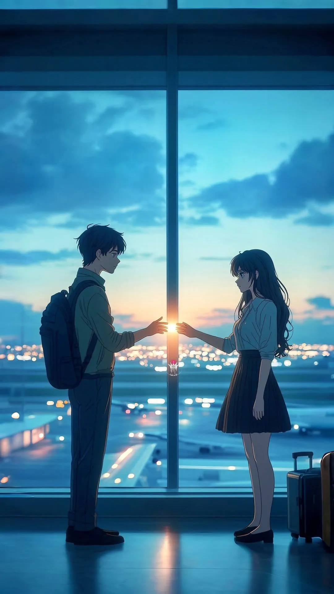 Anime Couple Goodbye at Airport Hd Wallpaper