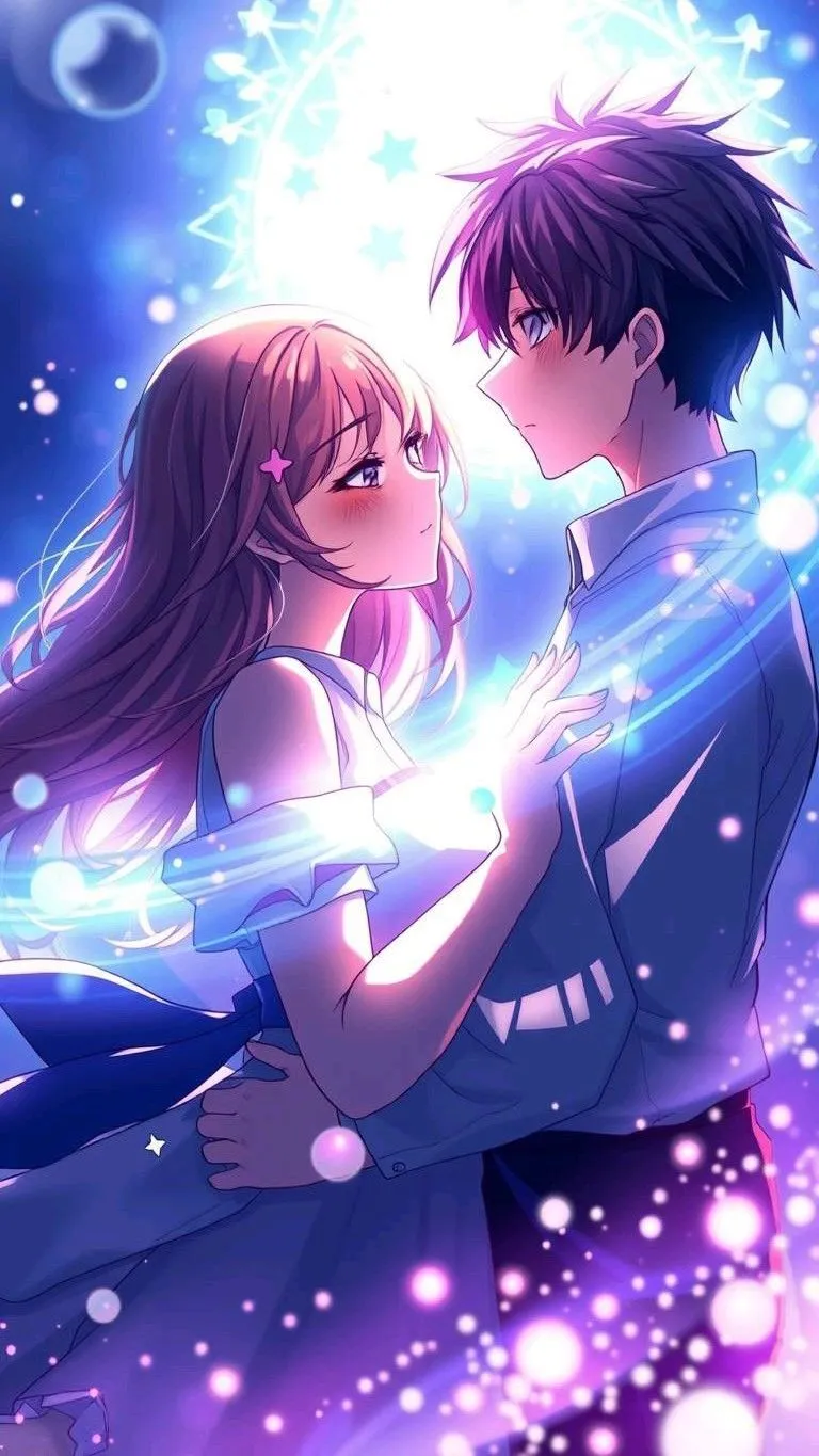 Anime Couple Hugging Close with Romance Hd Wallpaper
