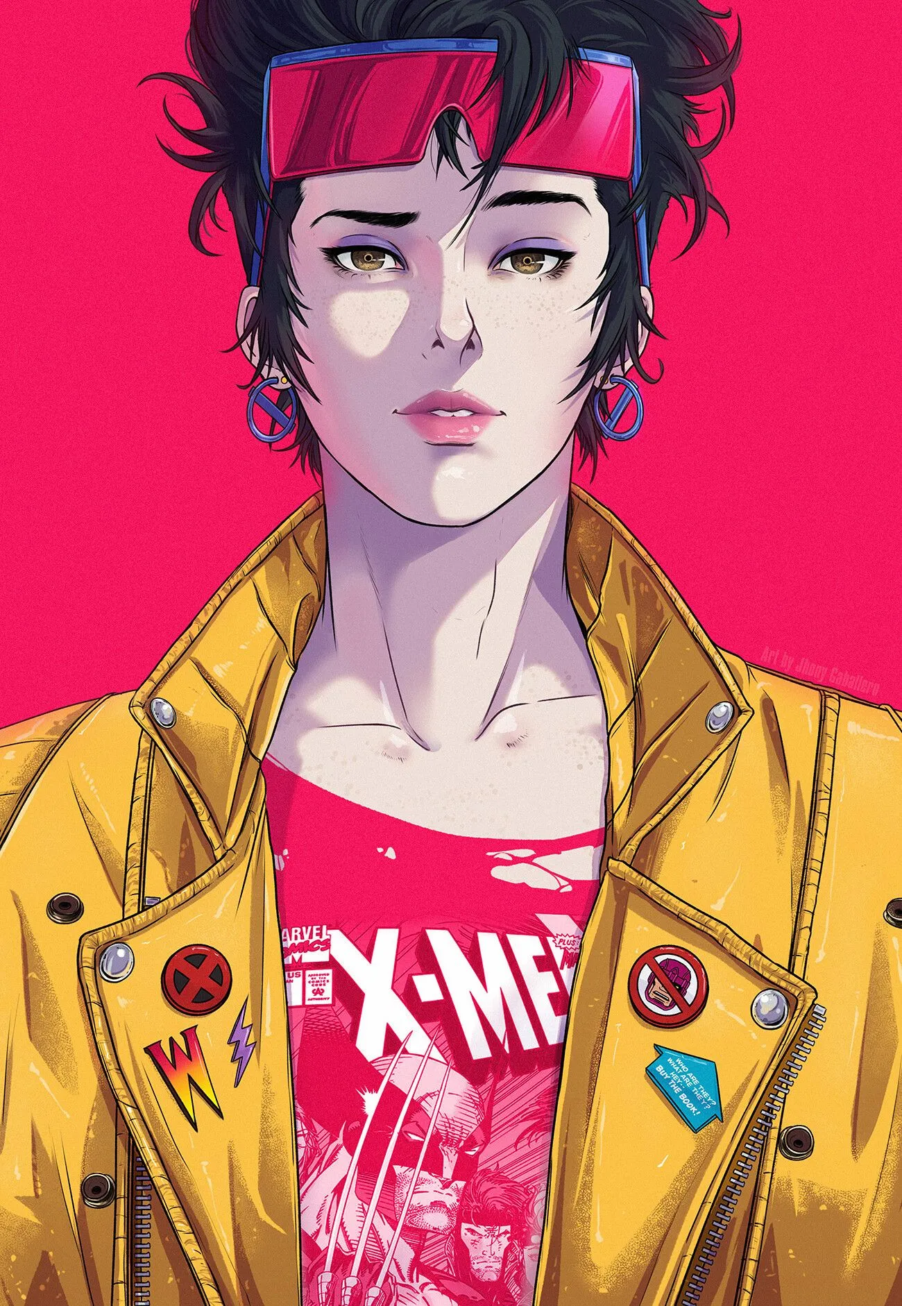 anime girl with yellow colour dress and pink background