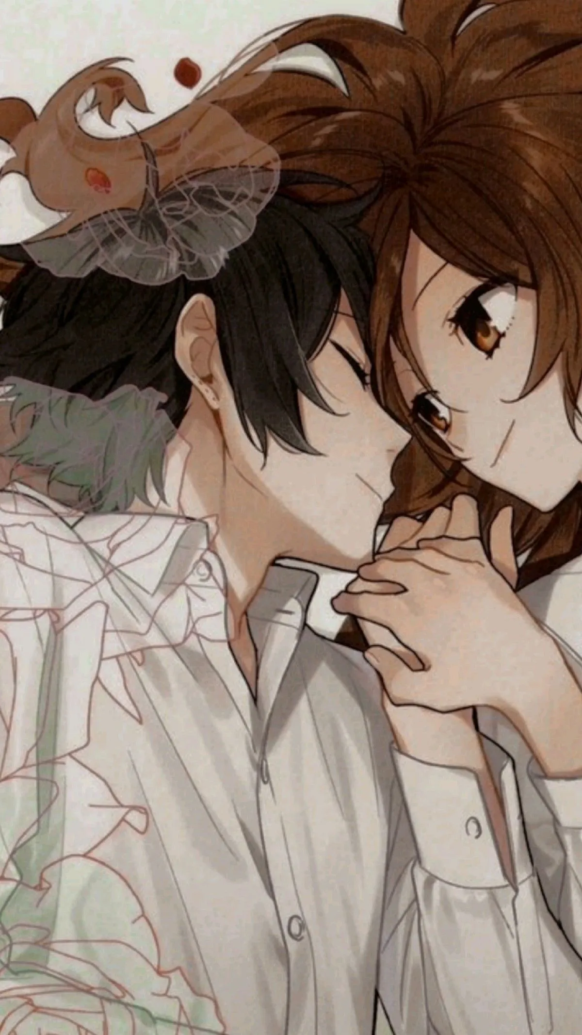 Anime wallpaper of cute couple in love in HD quality