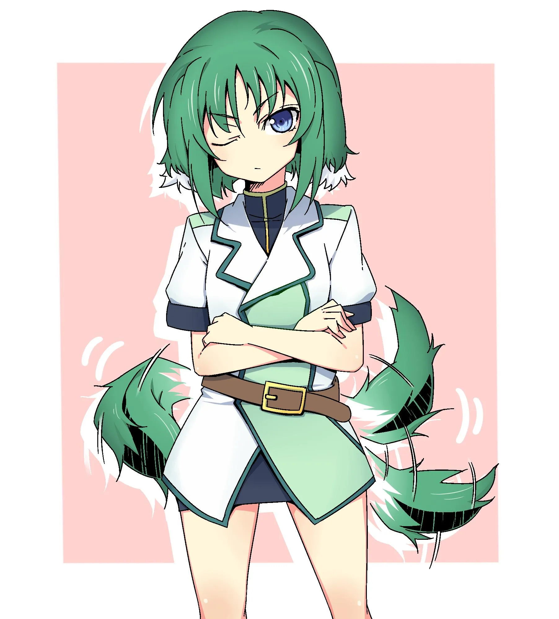 Beautiful Green Haired Anime Girl Posing Confidently