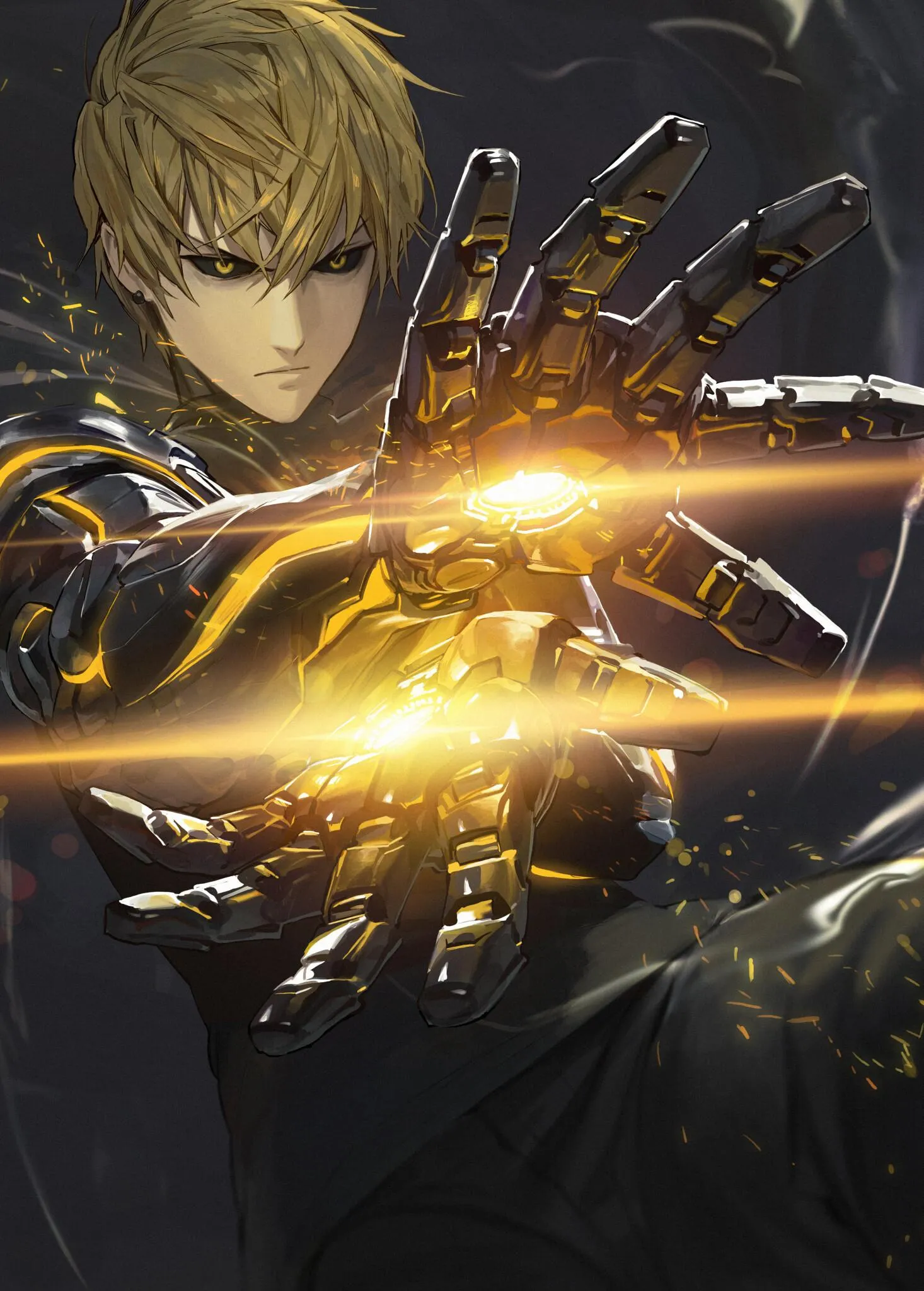 Cool Anime Male Character with Futuristic Weapon Ready