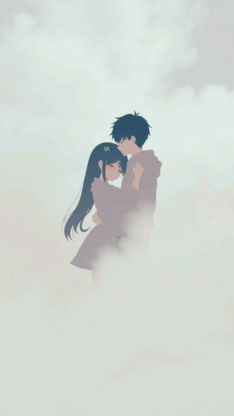 Couple hugging inside the cloud with love hd wallpaper
