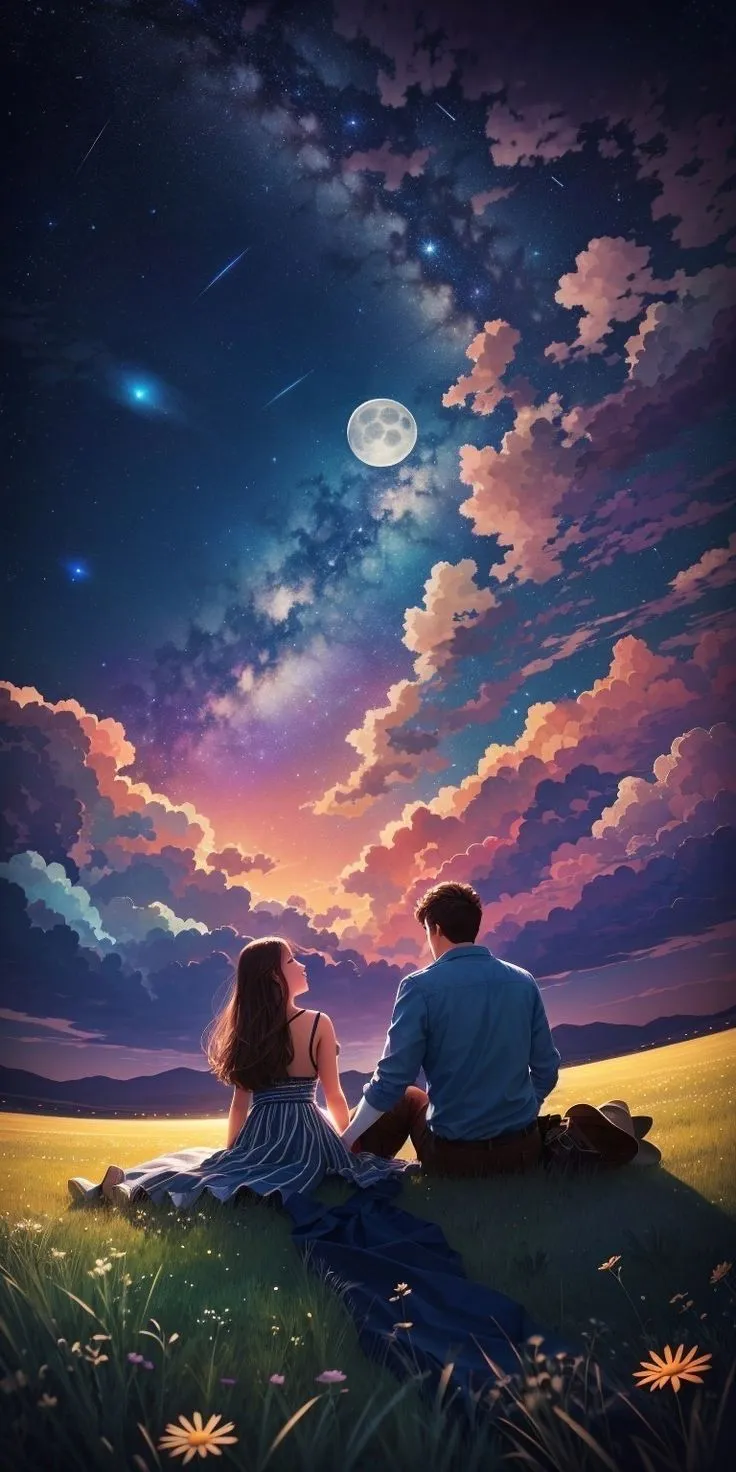 Couple sitting in a beautiful place and spending time.