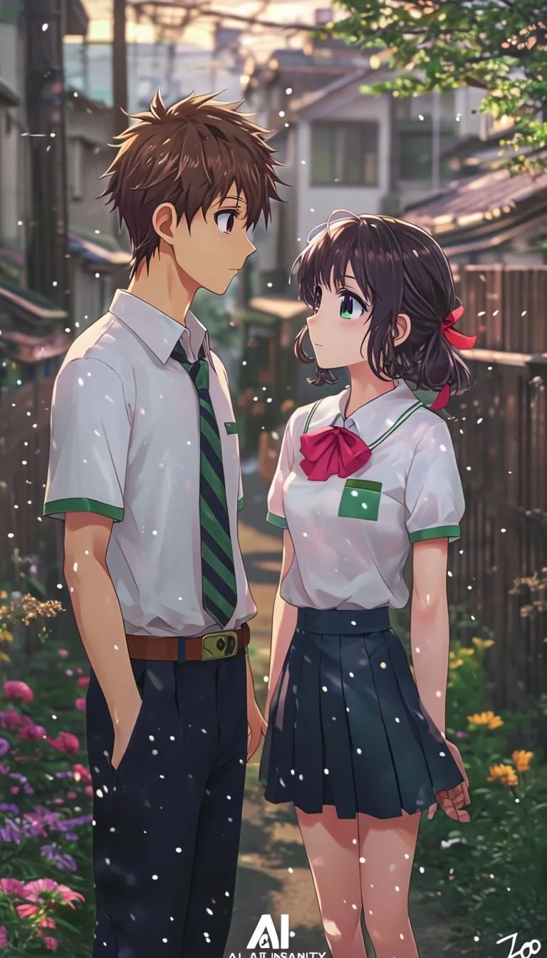 Couple in village looking each other with love wallpaper