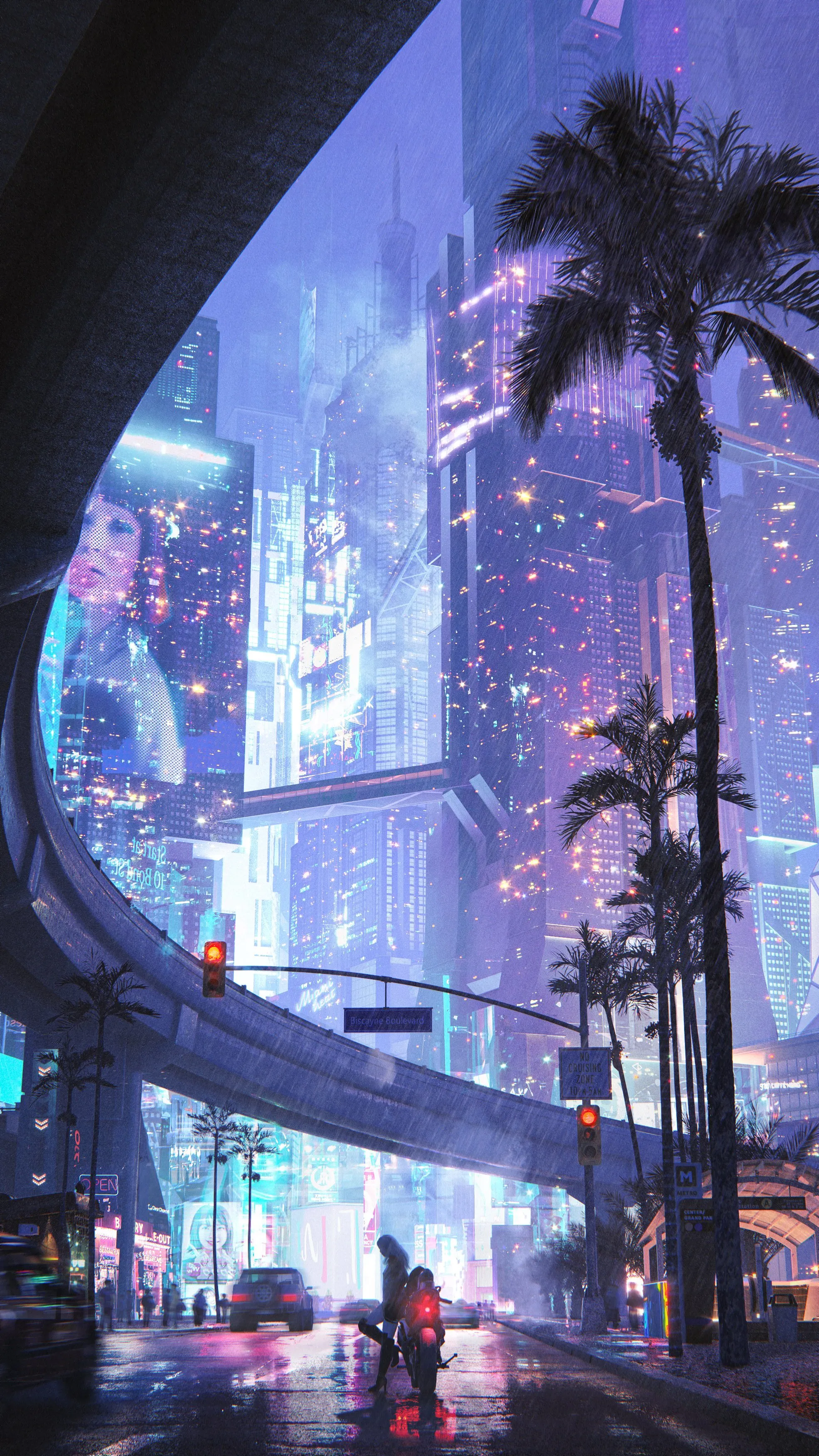 Cyberpunk City at Night High Resolution Wallpaper