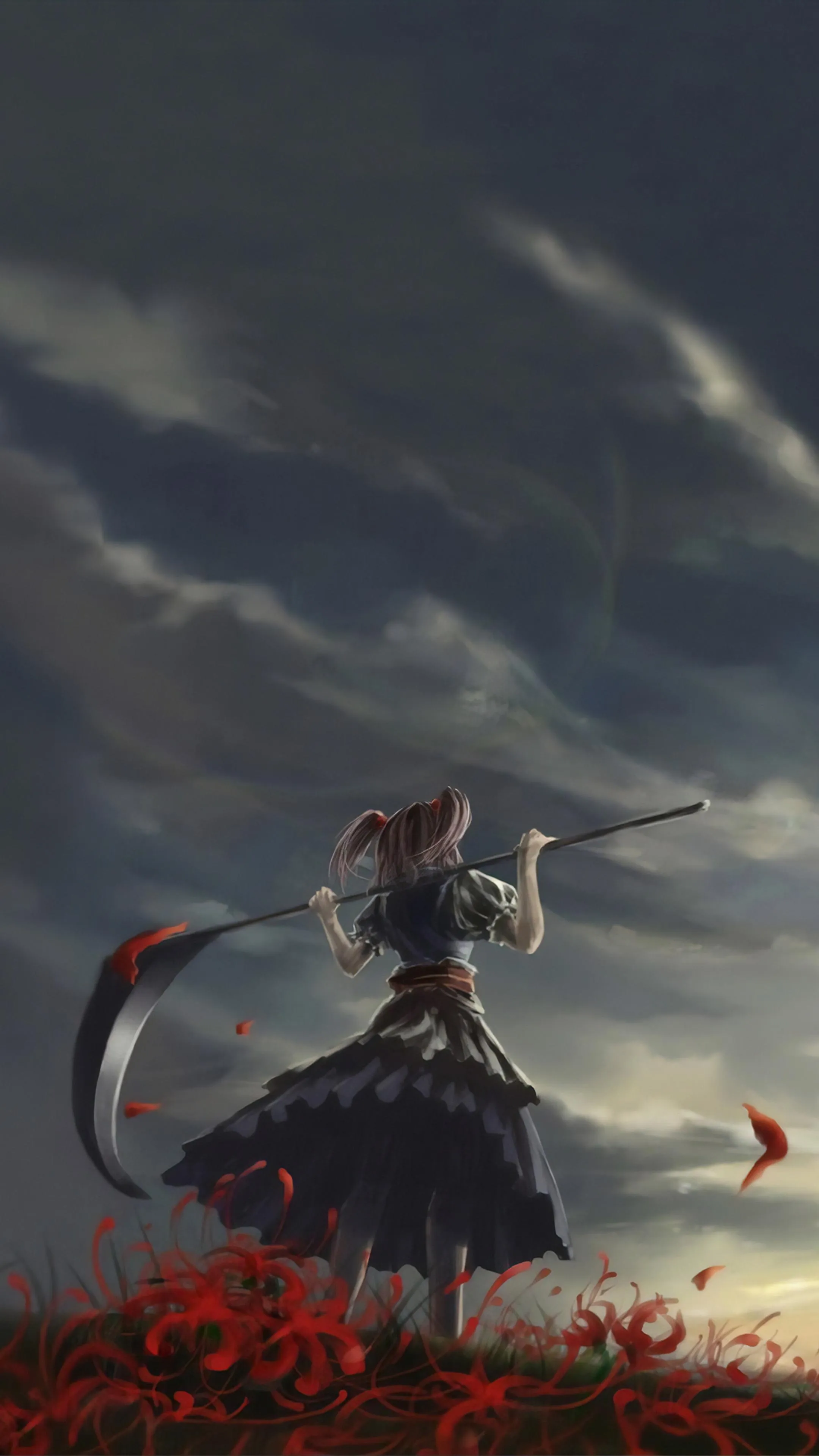 Dark and Moody Fantasy Scene with Lone Anime Warrior