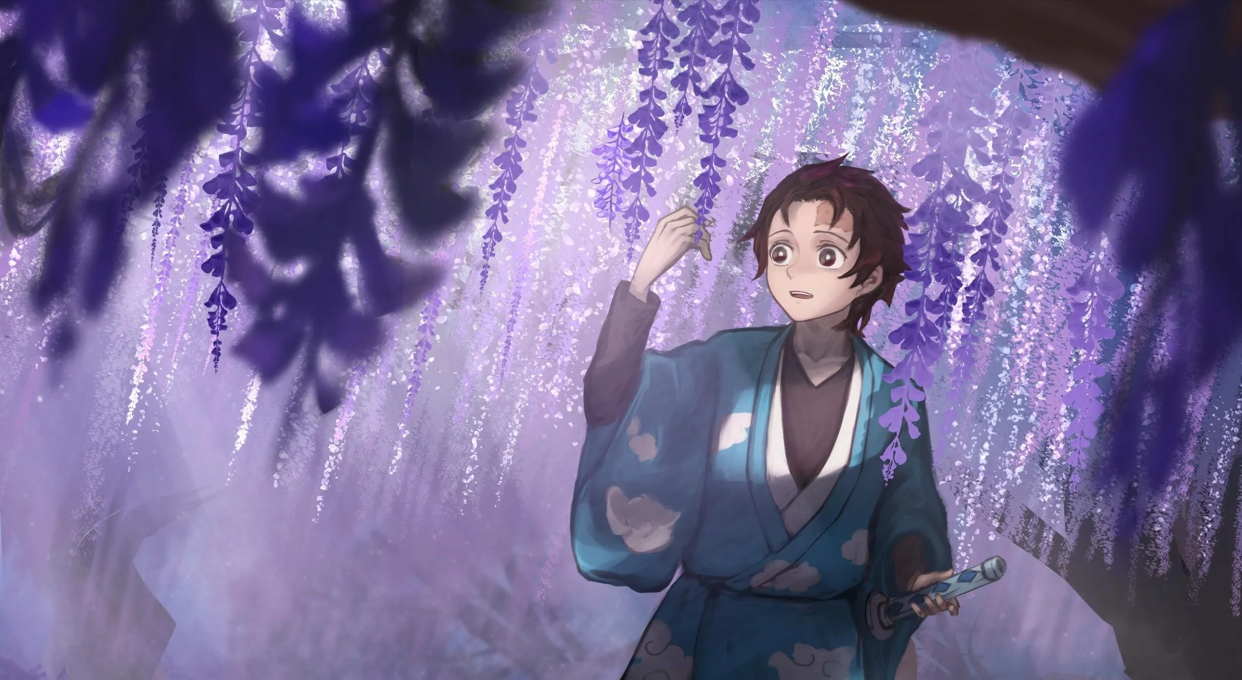 Demon Slayer Giyu Tomioka Standing in the Mist Wallpaper