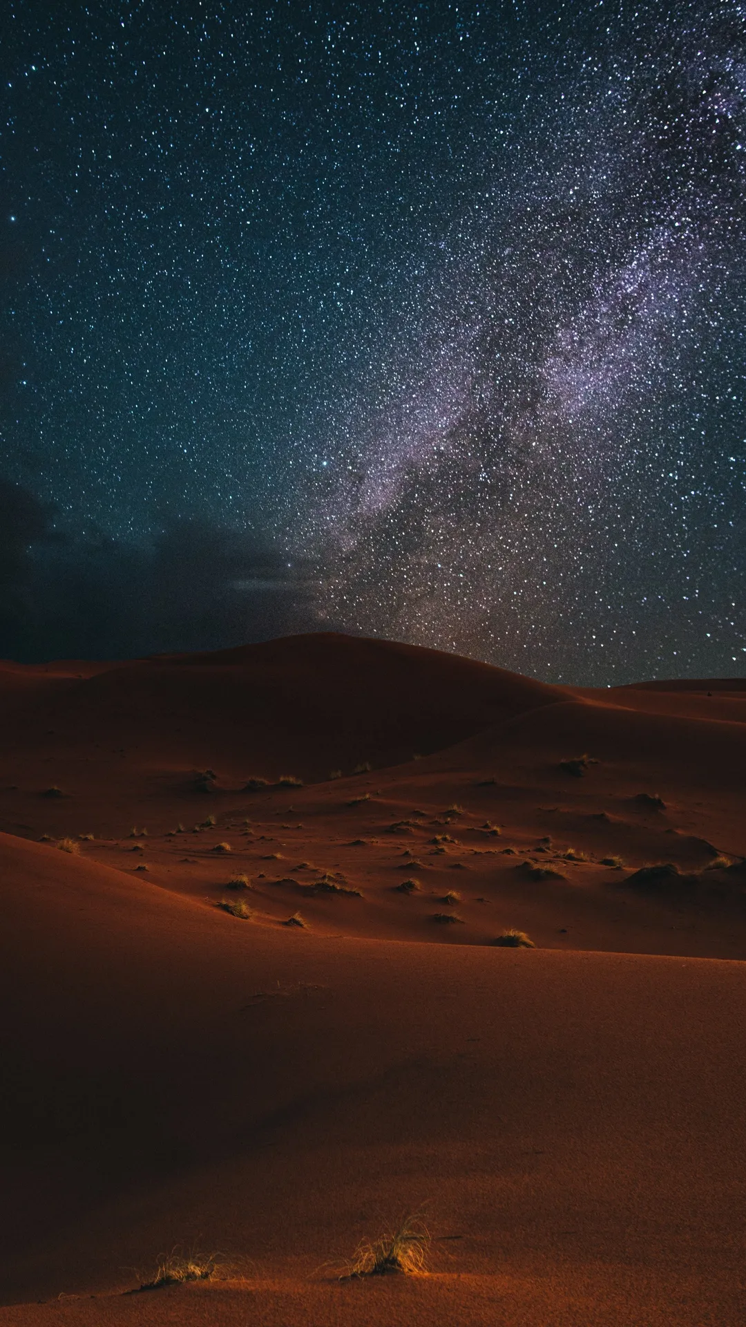 The desert and the sky is covered with shining stars images