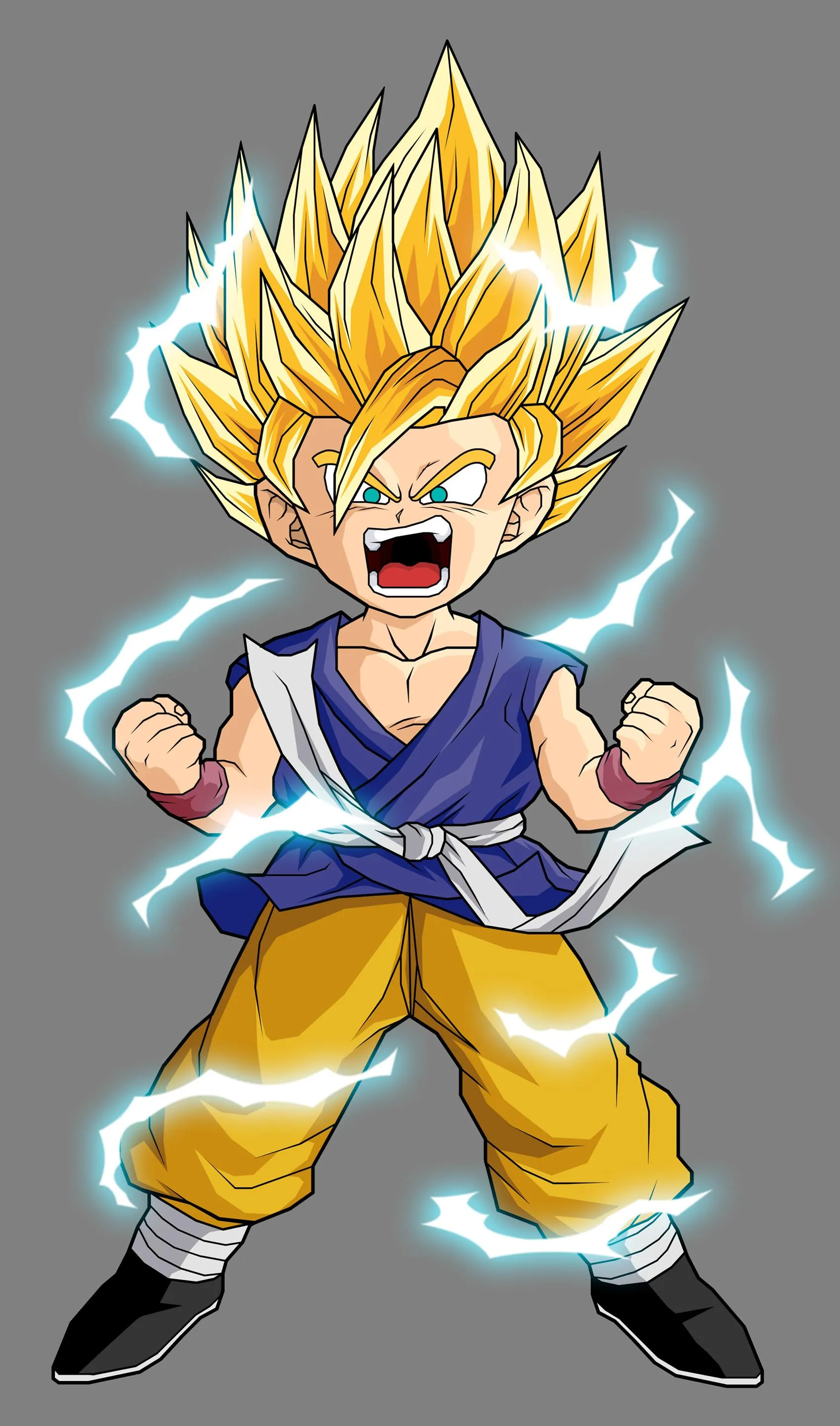 Dragon Ball Kid Goku in Super Saiyan Pose Ready to Fight