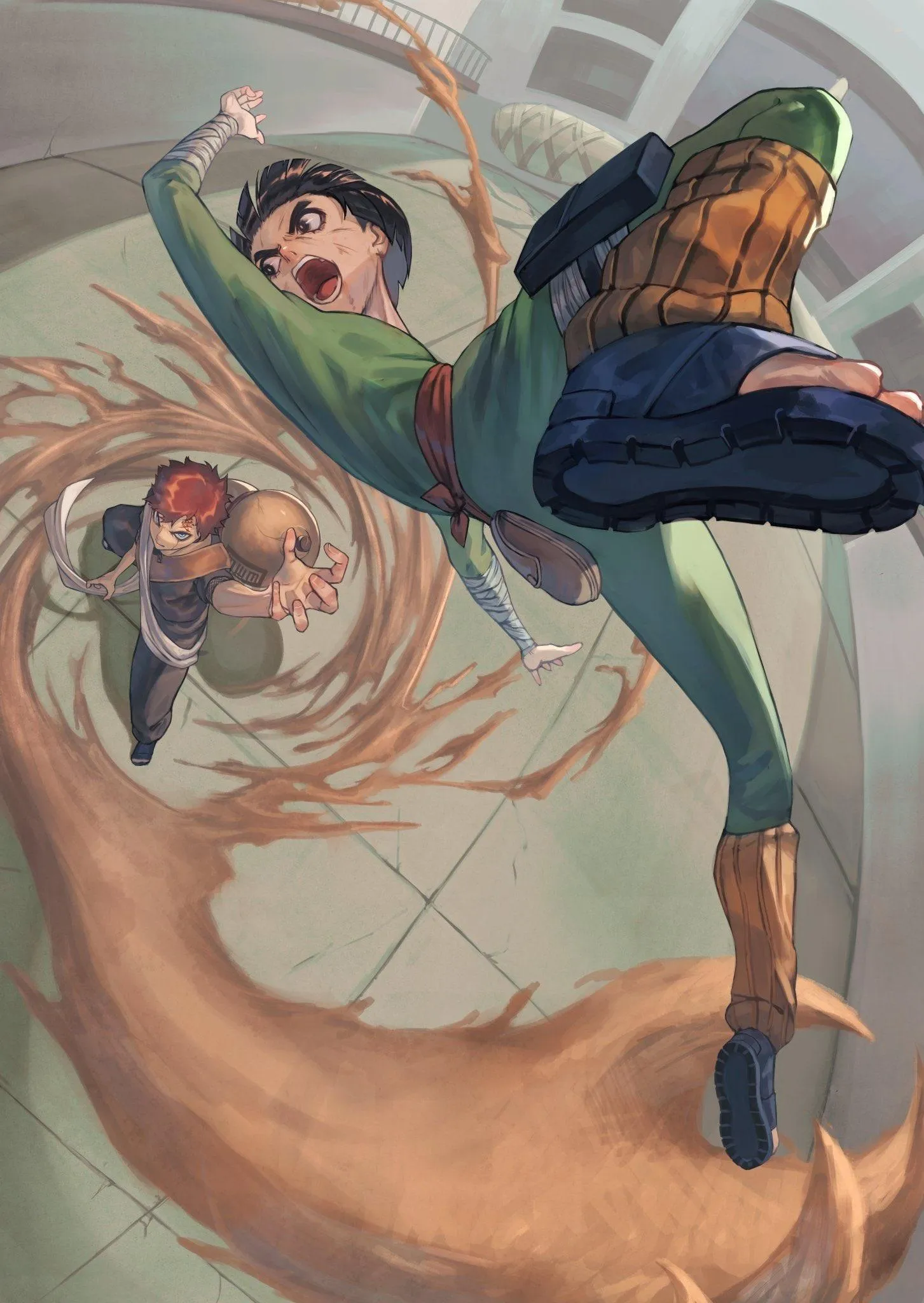 Dynamic Anime Fight Scene with Two Characters in Motion