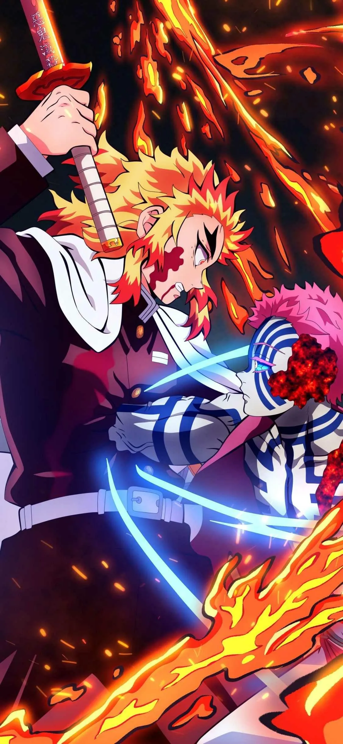 Explosive Anime Battle with Characters Showing Powerful Moves