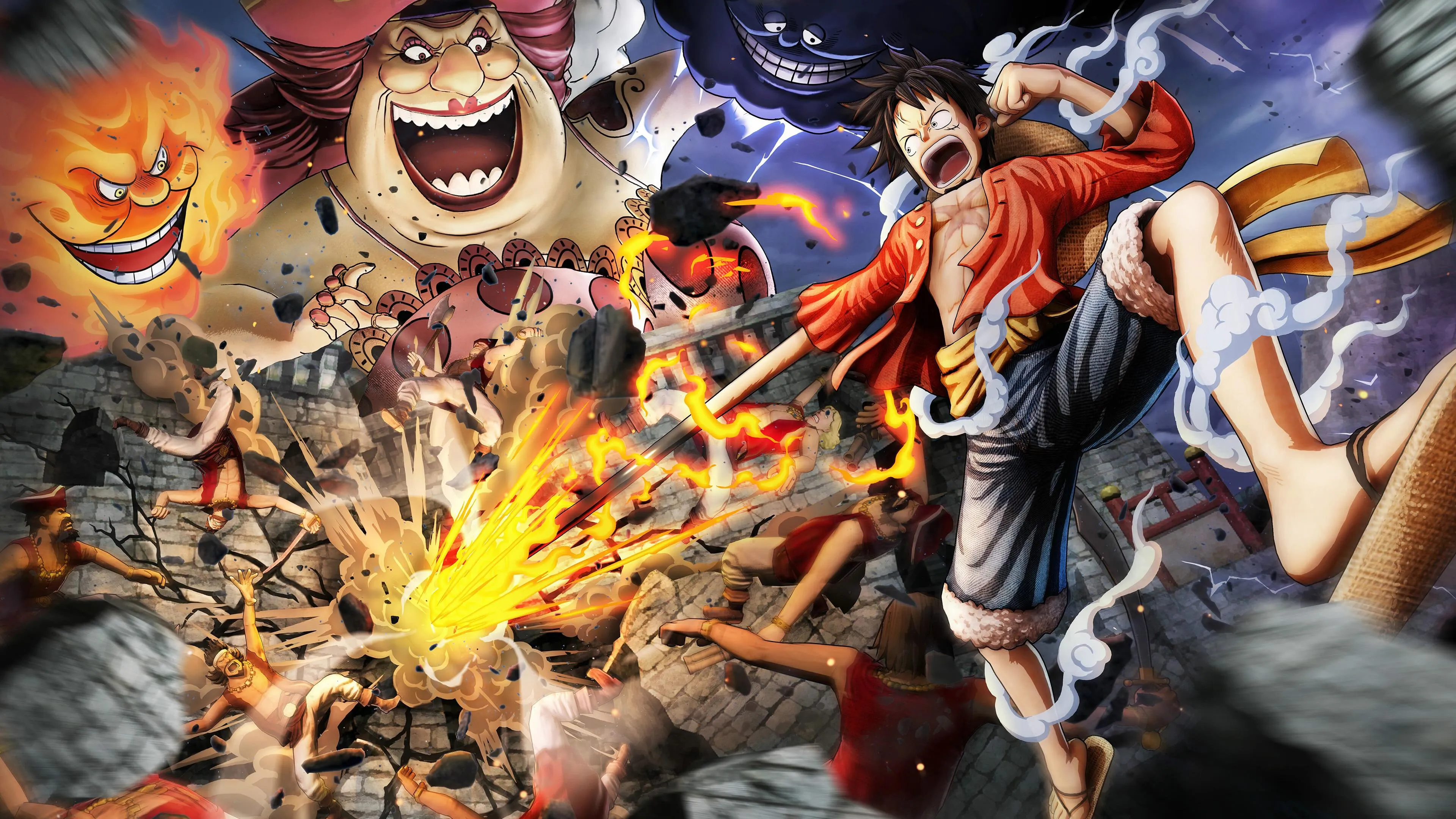 Explosive Battle Scene with Multiple Anime Characters