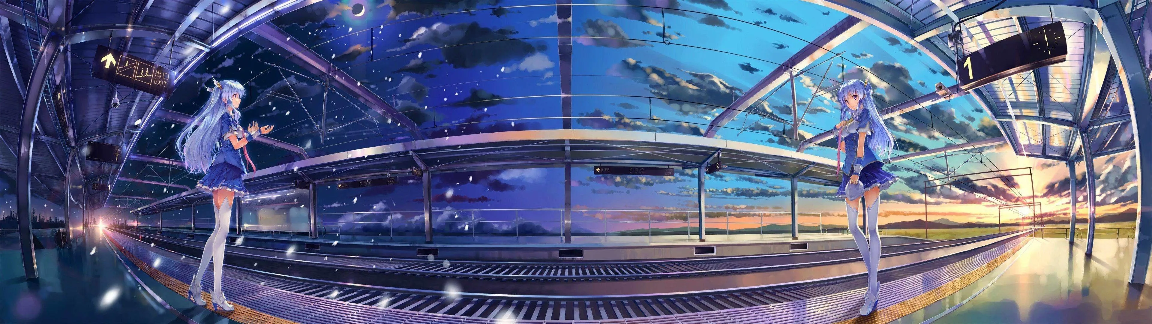 Futuristic Cityscape with Neon Lights and Skyscrapers