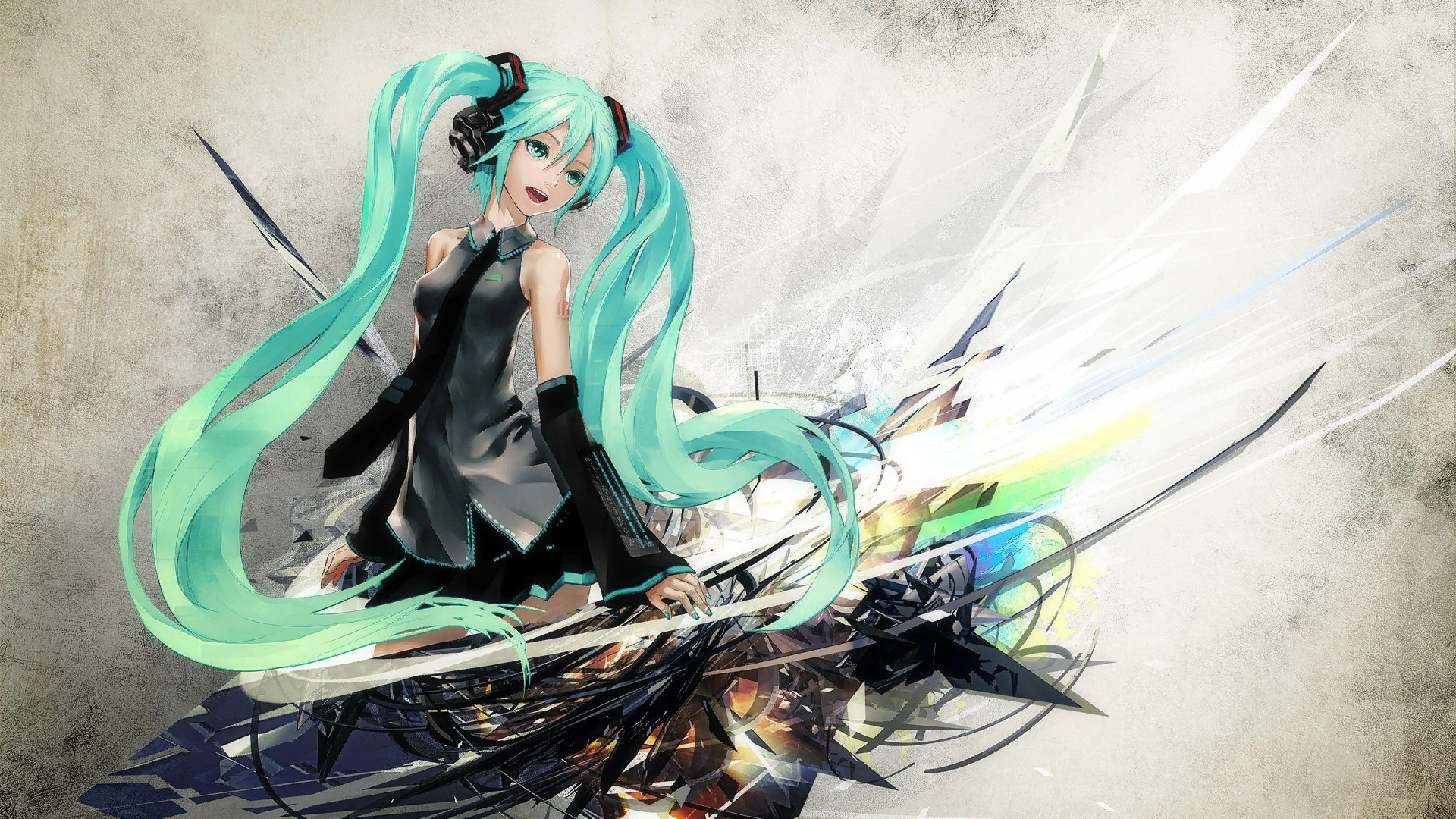 Futuristic Female Anime Character with Long Green Hair