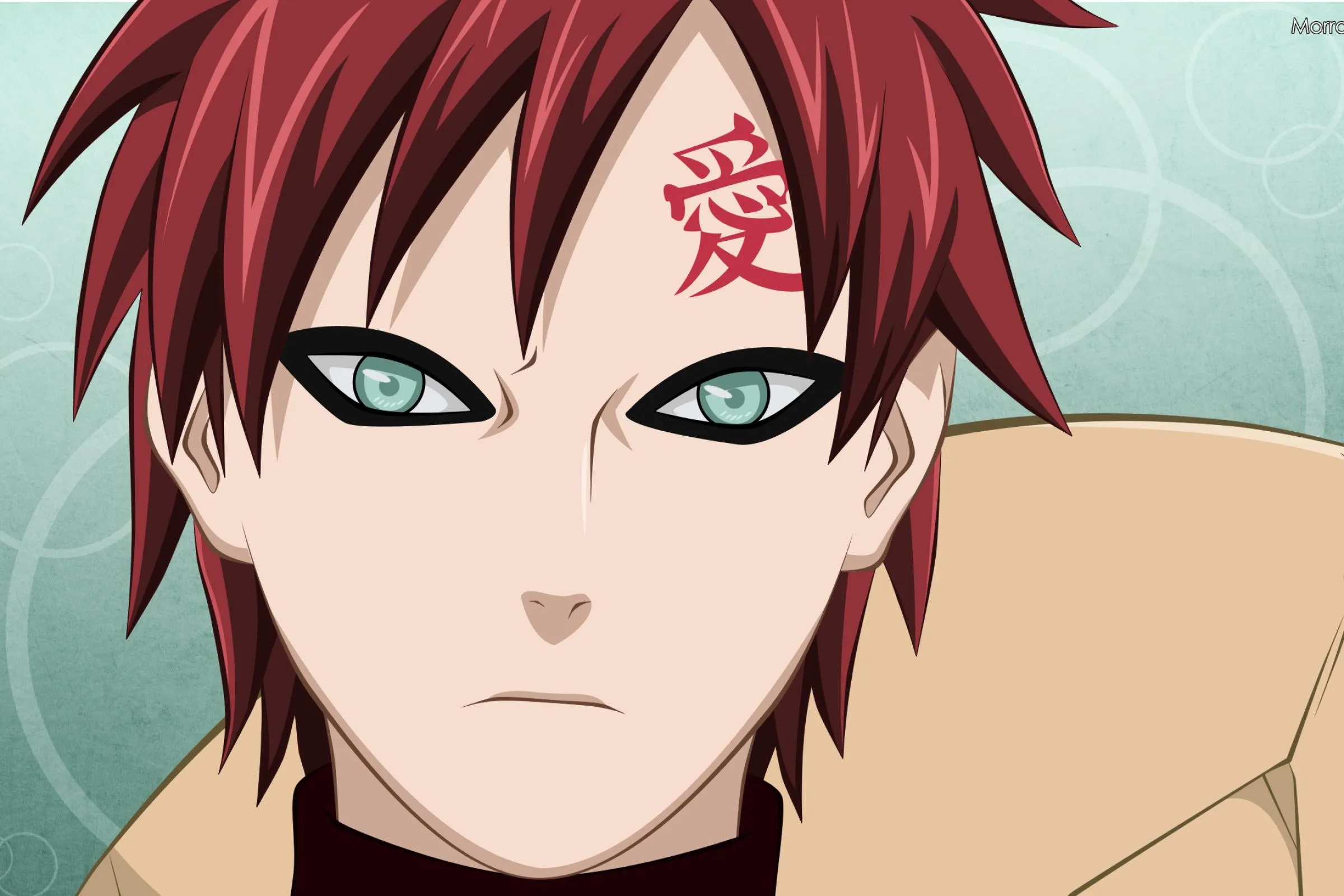 Gaara of the Sand with Kanji Tattoo and Serious Look