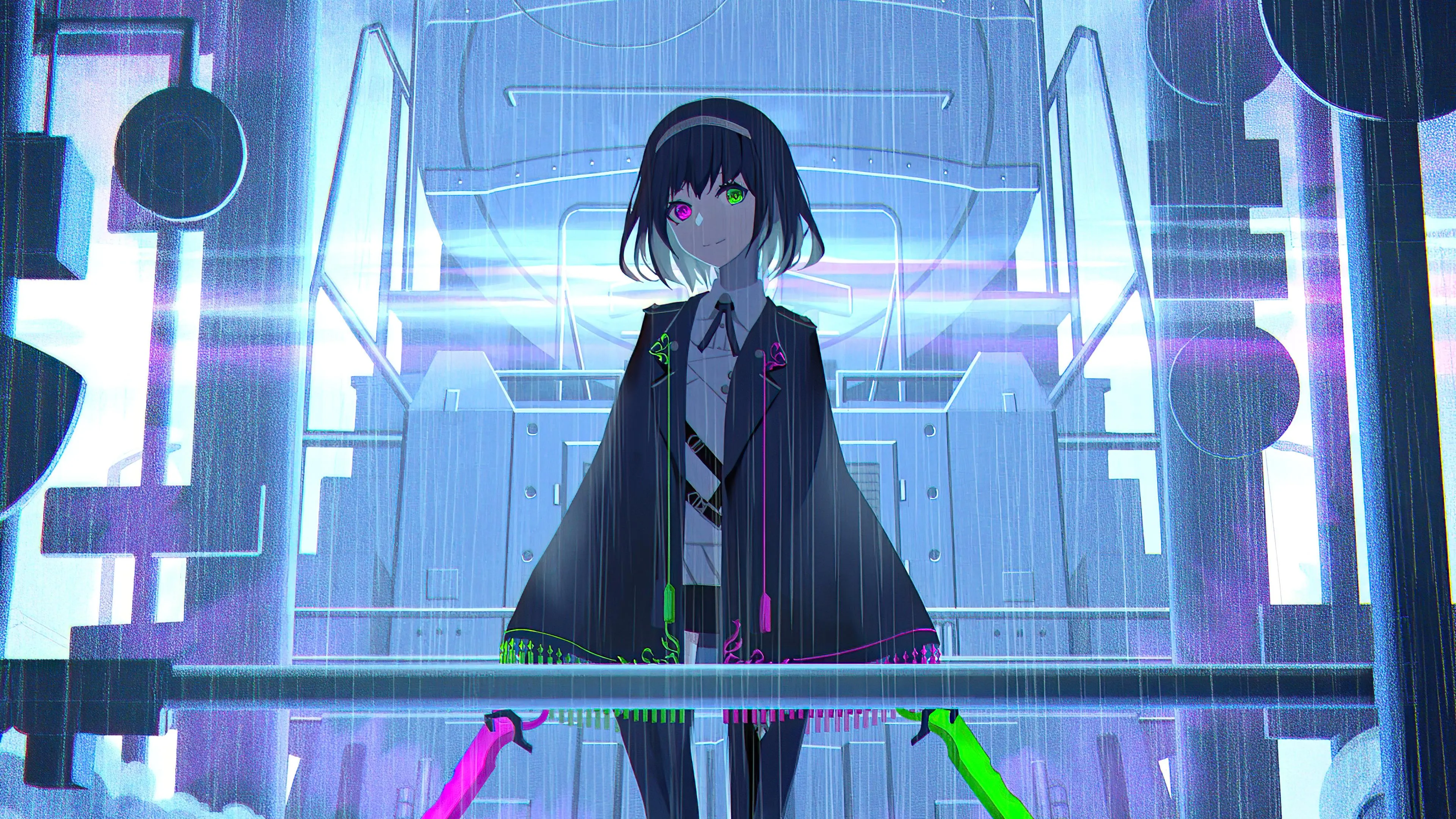 Girl Wearing Glasses Looking Out Window in Blue Light