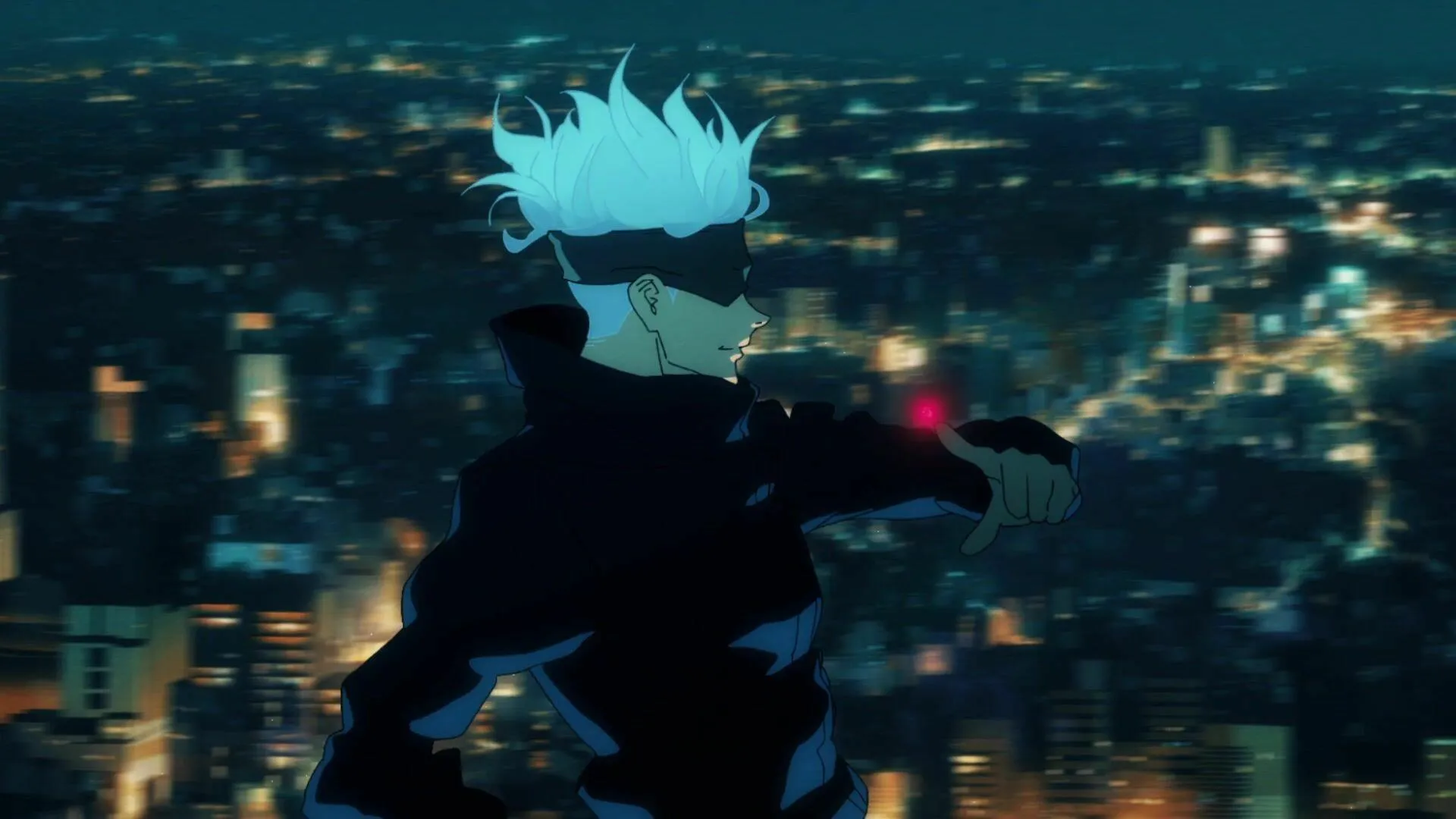 Gojo Satoru Faces Enemies Alone in Nighttime Shibuya Scene