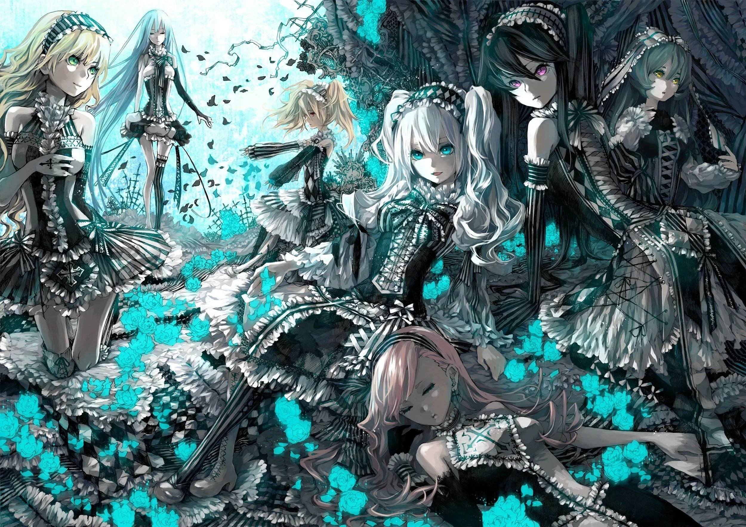 Group of Anime Characters in Dark Battle Ready Stance