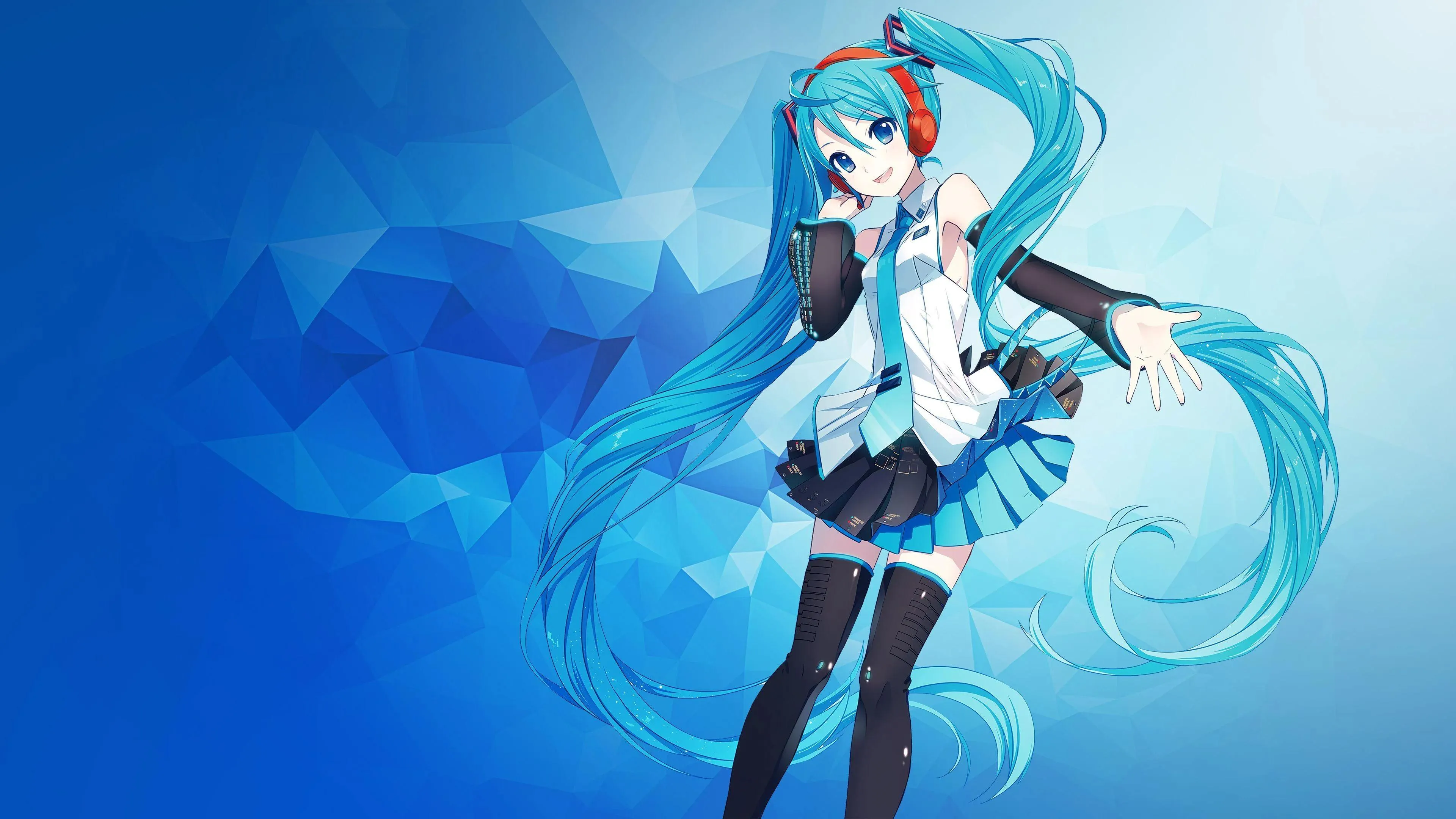 Hatsune Miku Dances with Blue Waves in Cyber Stage Show
