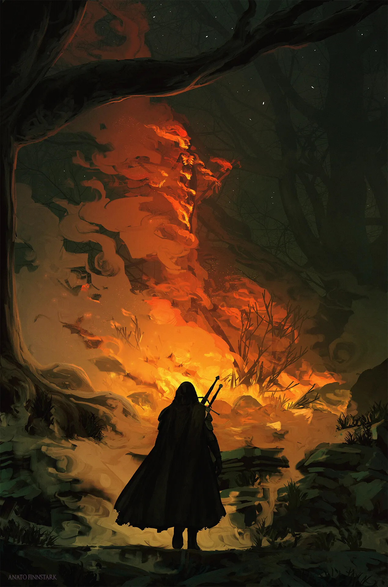 Background image of hero walking in forest 4k wallpaper