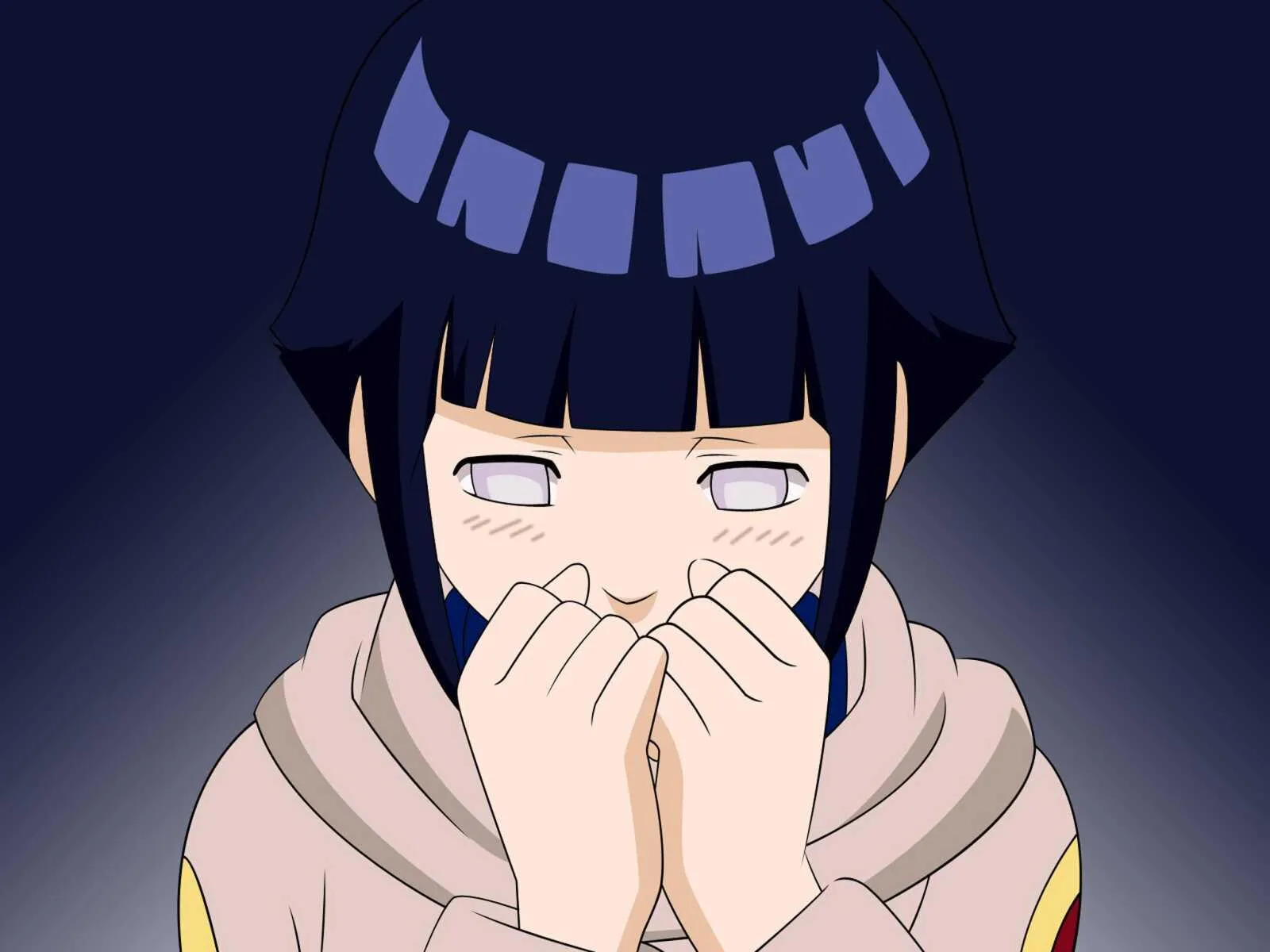 Hinata Hyuga Blushing Shyly Covering her Face with Hands