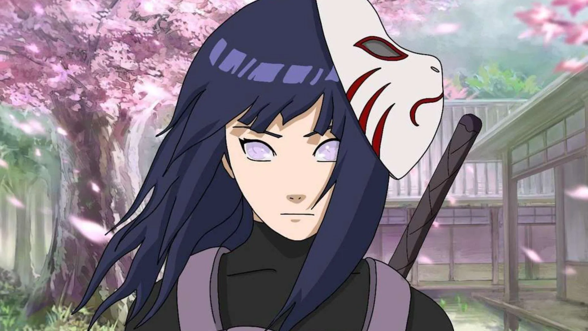 Hinata Hyuga from Naruto Anime with Cherry Blossoms Wallpaper