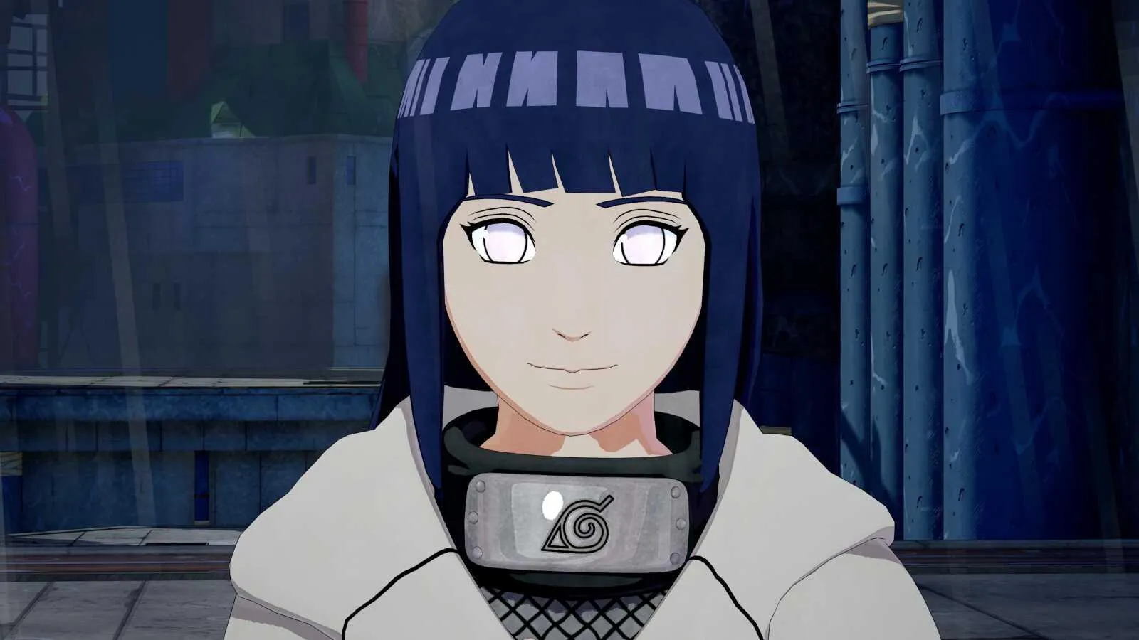 Hinata Hyuga Looking Surprised in Winter Outfit Under Snowfall
