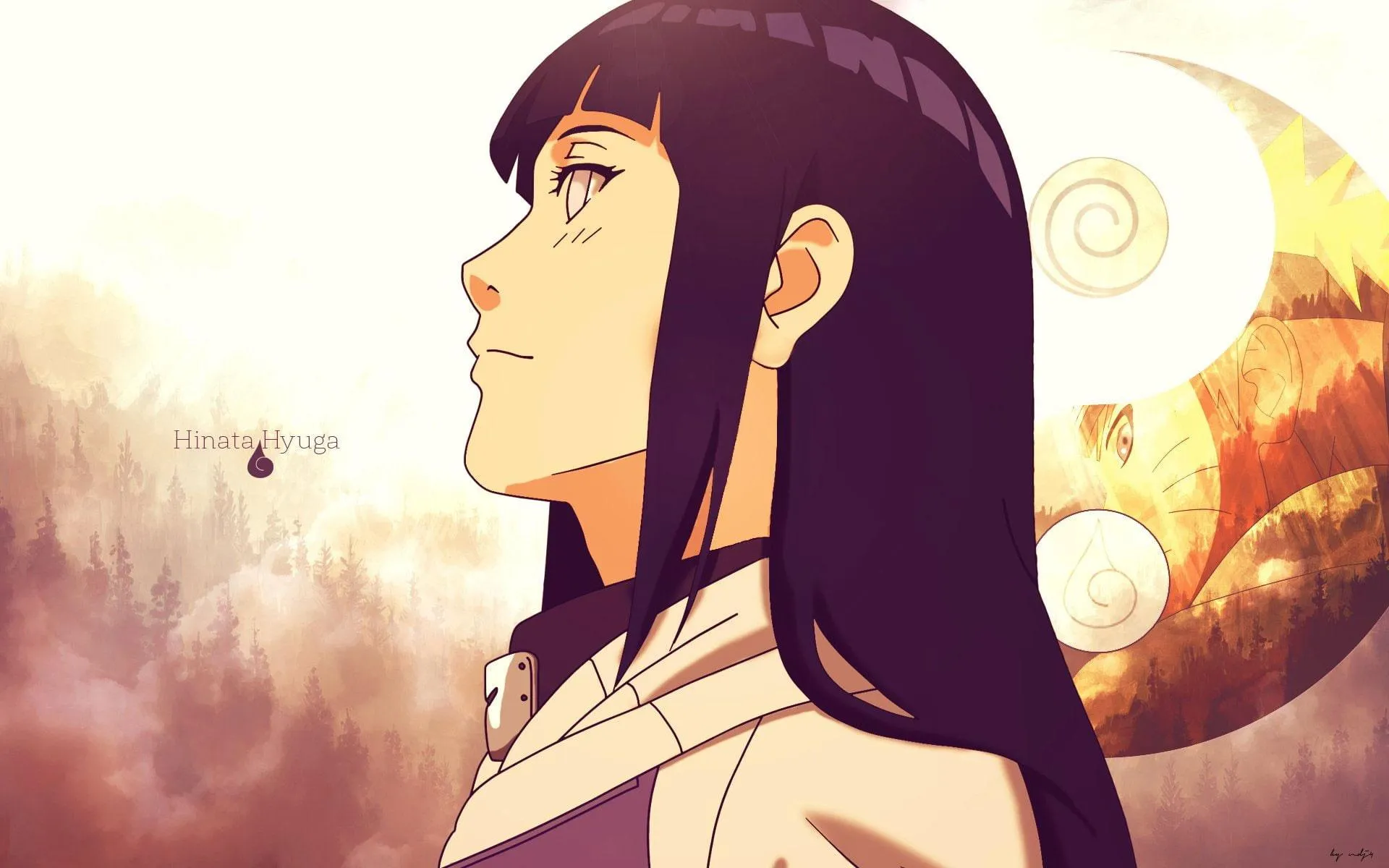 Hinata Hyuga Looking Toward the Sunset in Peaceful Moment