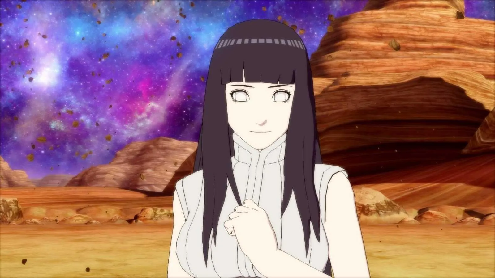 Hinata Hyuga Stands Brave in Desert Battlefield Scene