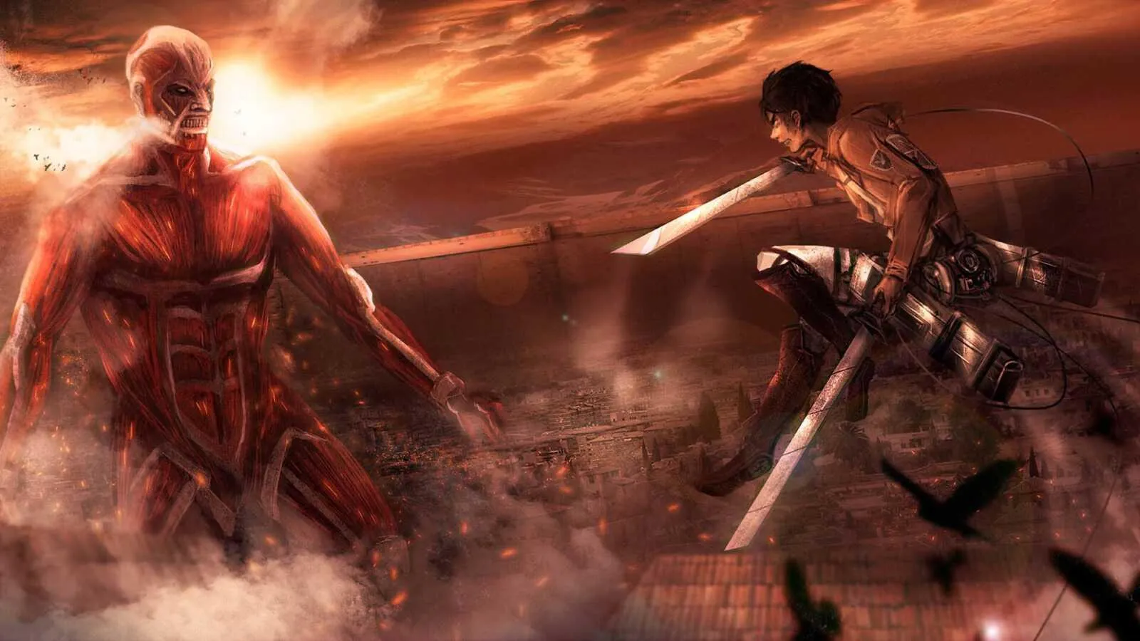 Intense Battle Scene with Powerful Characters Wallpaper