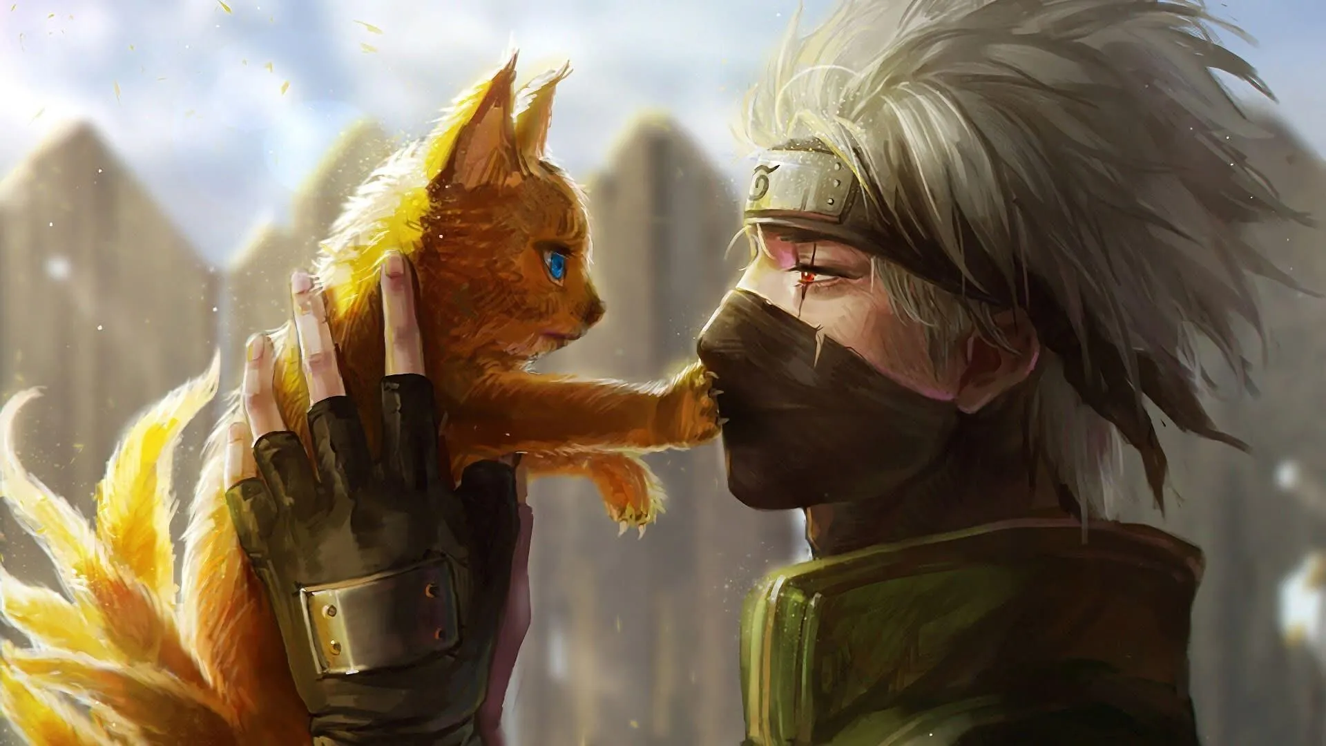Kakashi Hatake and Naruto Uzumaki Hand Gesture Wallpaper