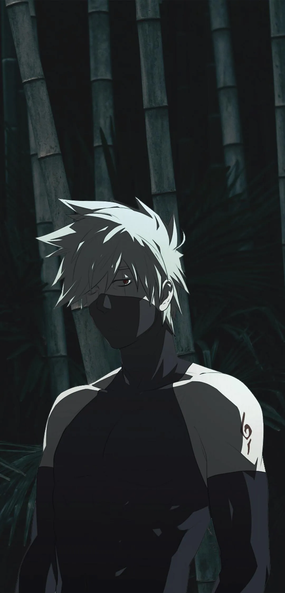 Kakashi Hatake Standing Alone in Dark Forest At Night