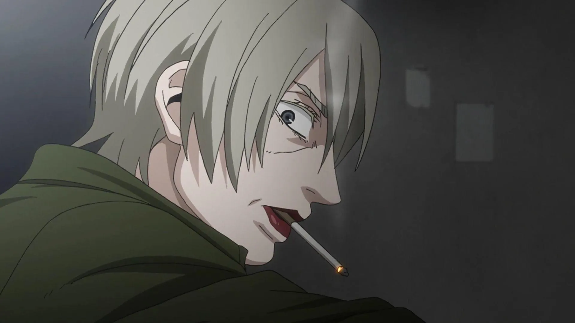 Ken Kaneki with White Hair and Sinister Smile in Tokyo Ghoul