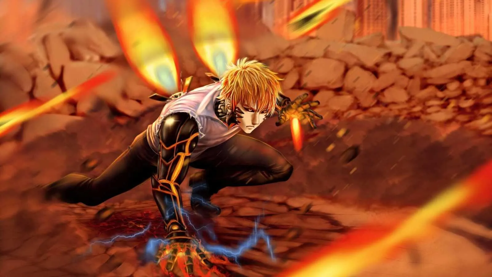 Kyojuro Rengoku Fighting Fiercely with Flaming Sword