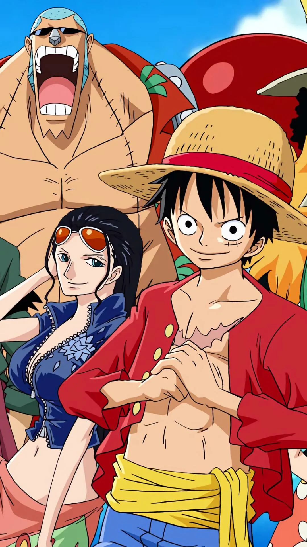 Luffy and Straw Hat Pirates Ready for Adventure Wallpaper