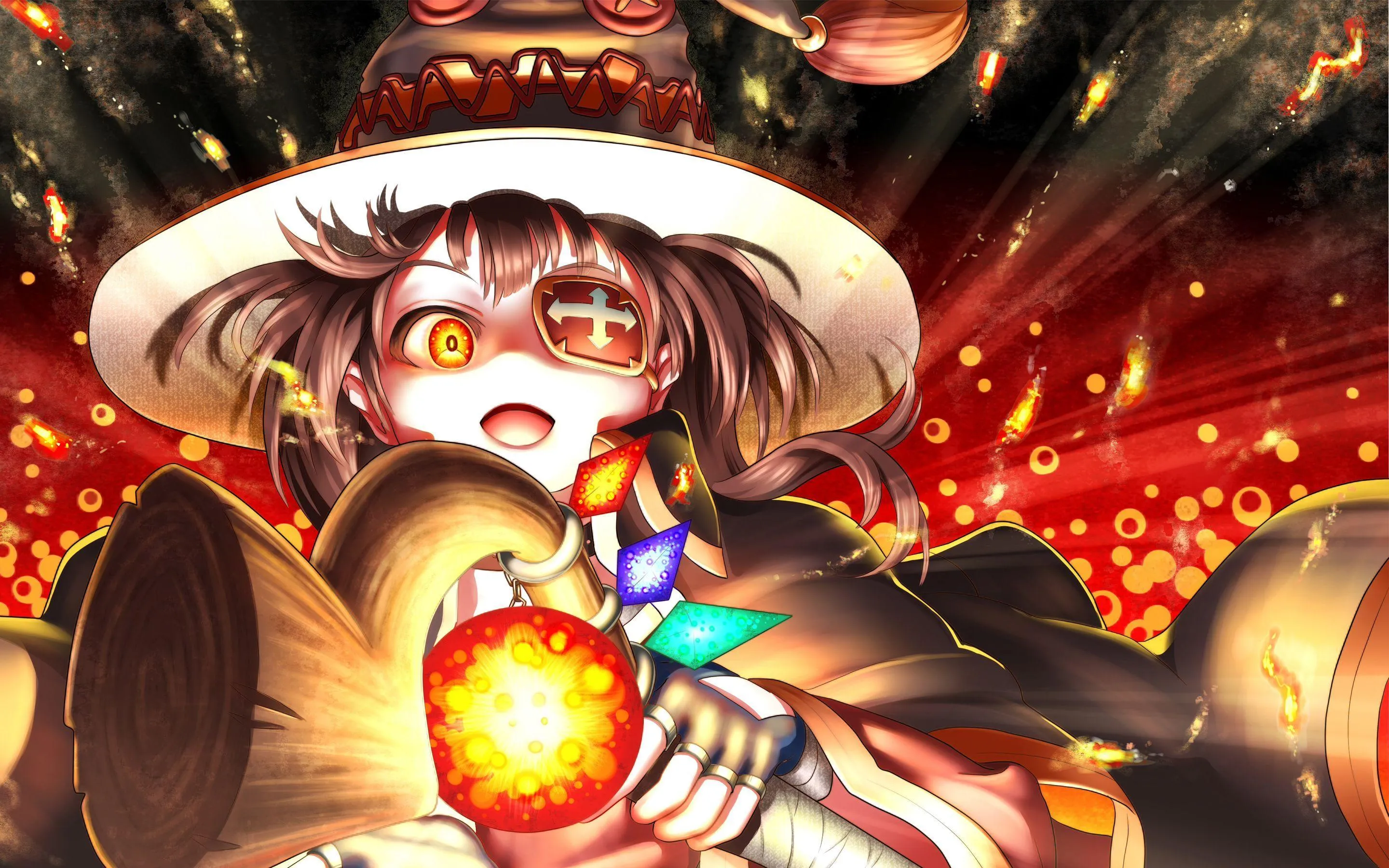Luffy from One Piece Holding Fire Ball in Intense Battle