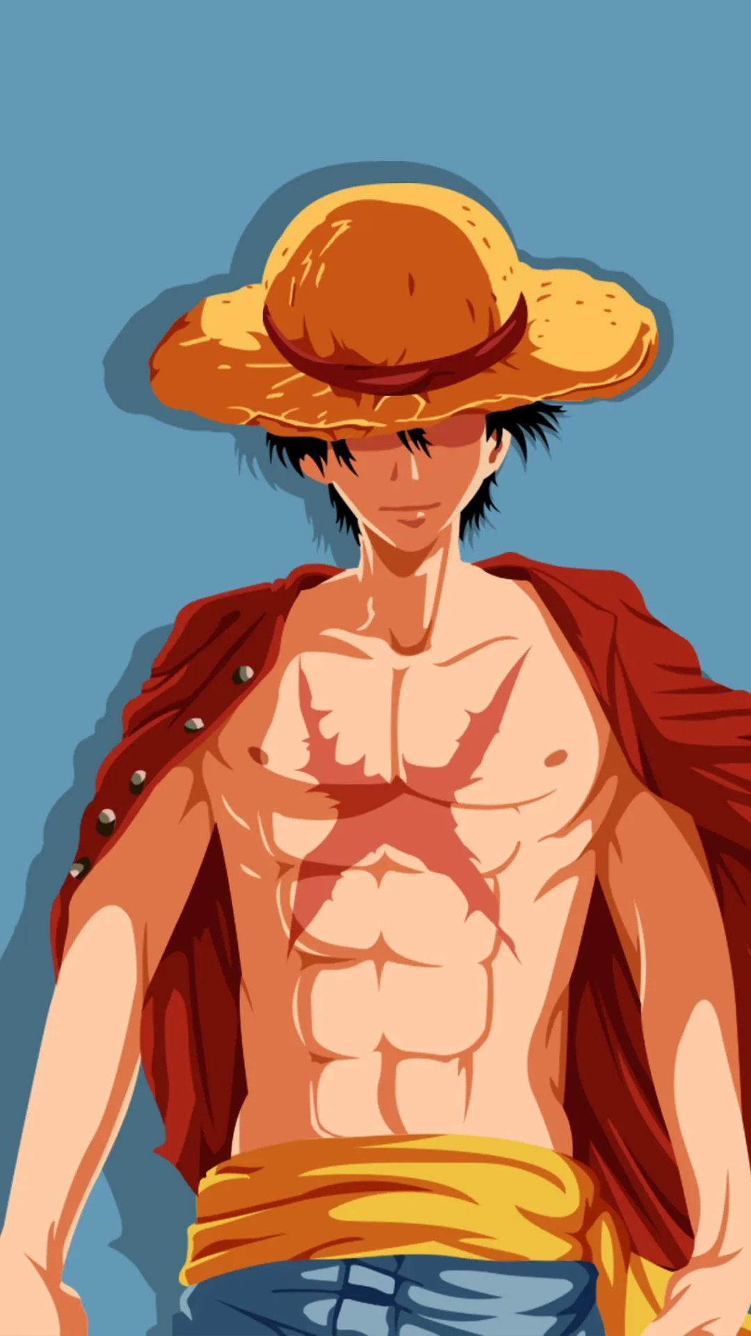 Luffy in Straw Hat Pirates Attire Ready for Adventure