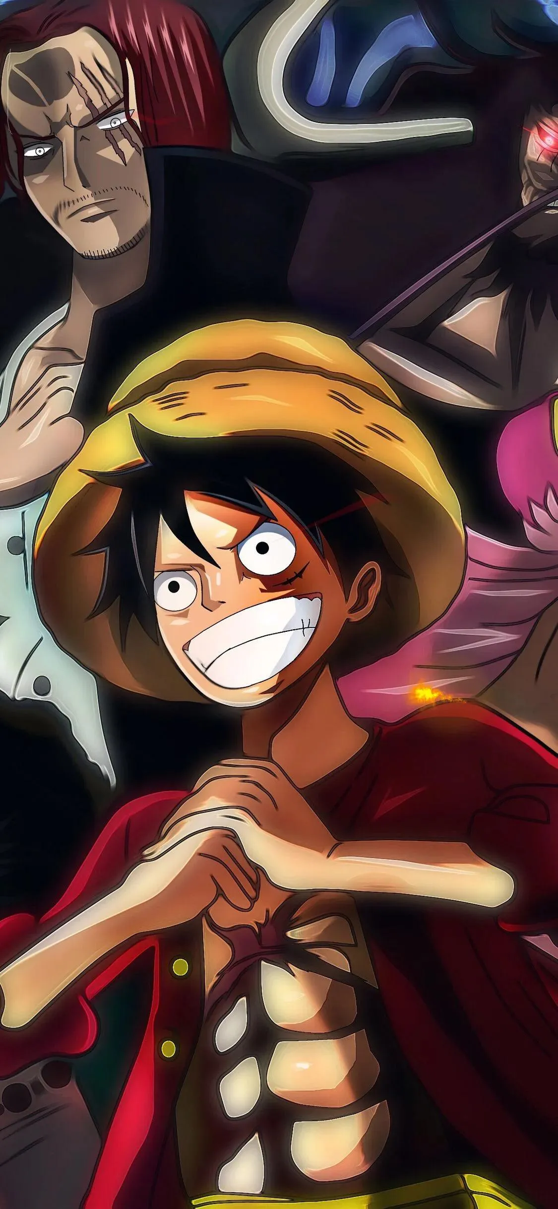 Luffy Ready for Battle in Red Outfit with Burning Eyes