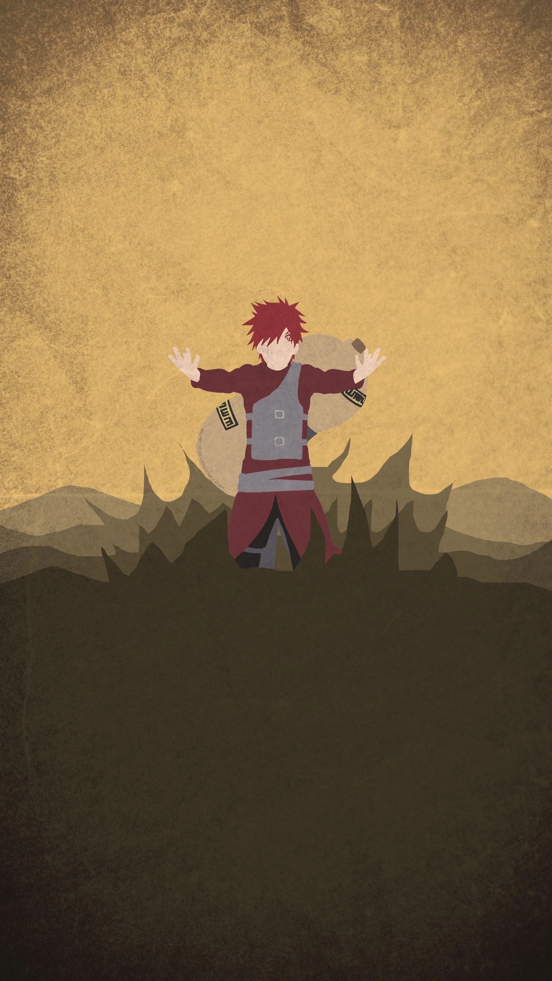 Minimalist Anime Character Sitting on Hill At Sunset